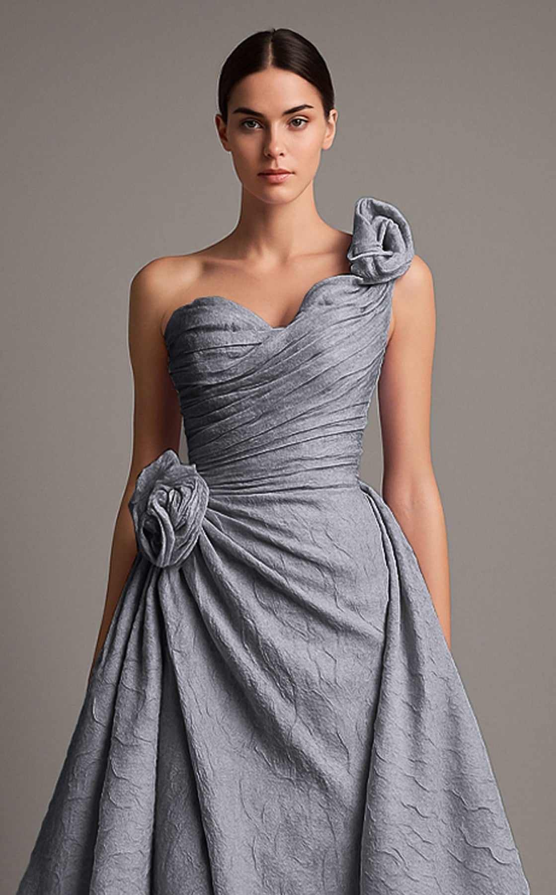 MNM Couture F02877 - Long Sleeve Rosette Evening Gown