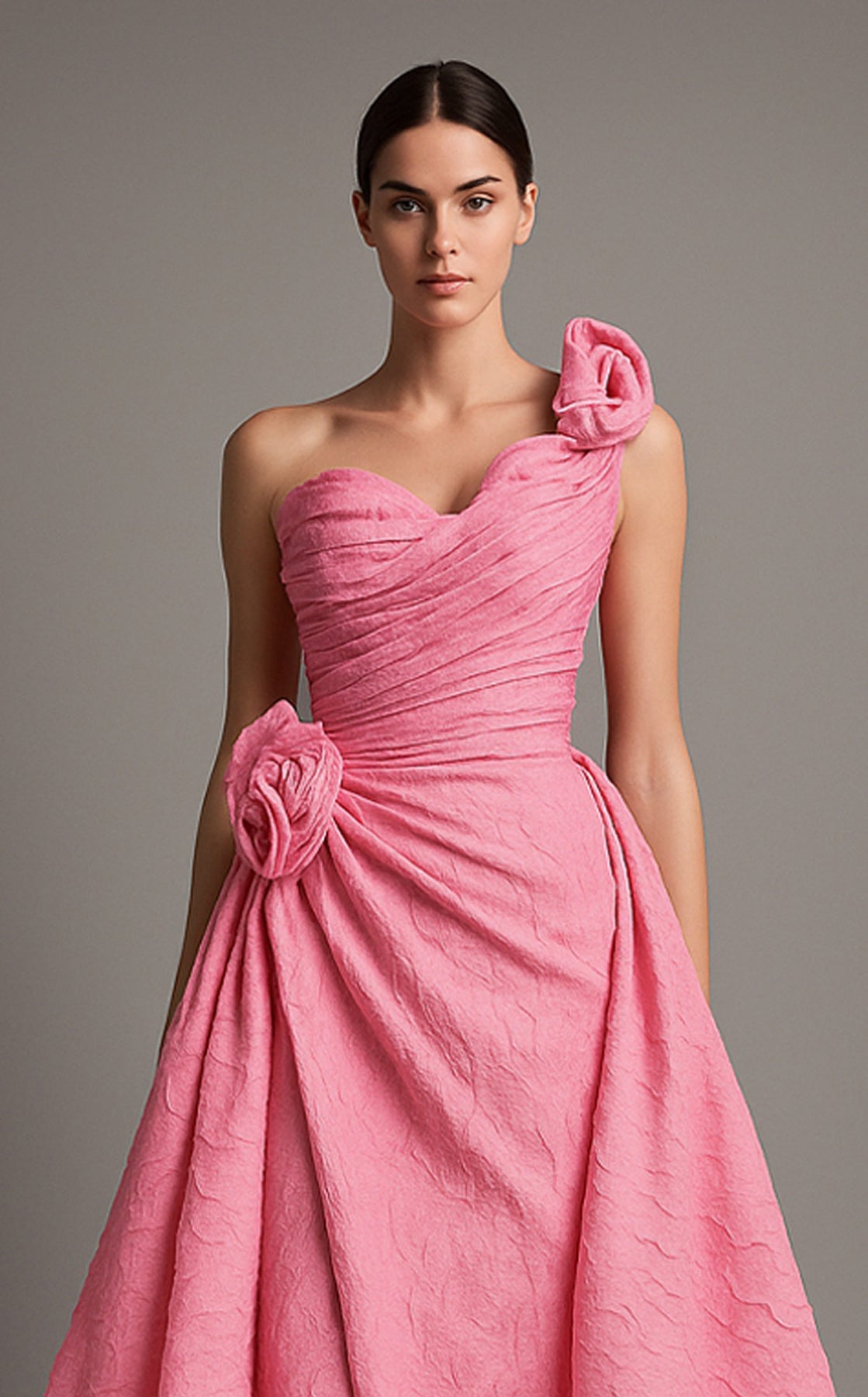 MNM Couture F02877 - Long Sleeve Rosette Evening Gown