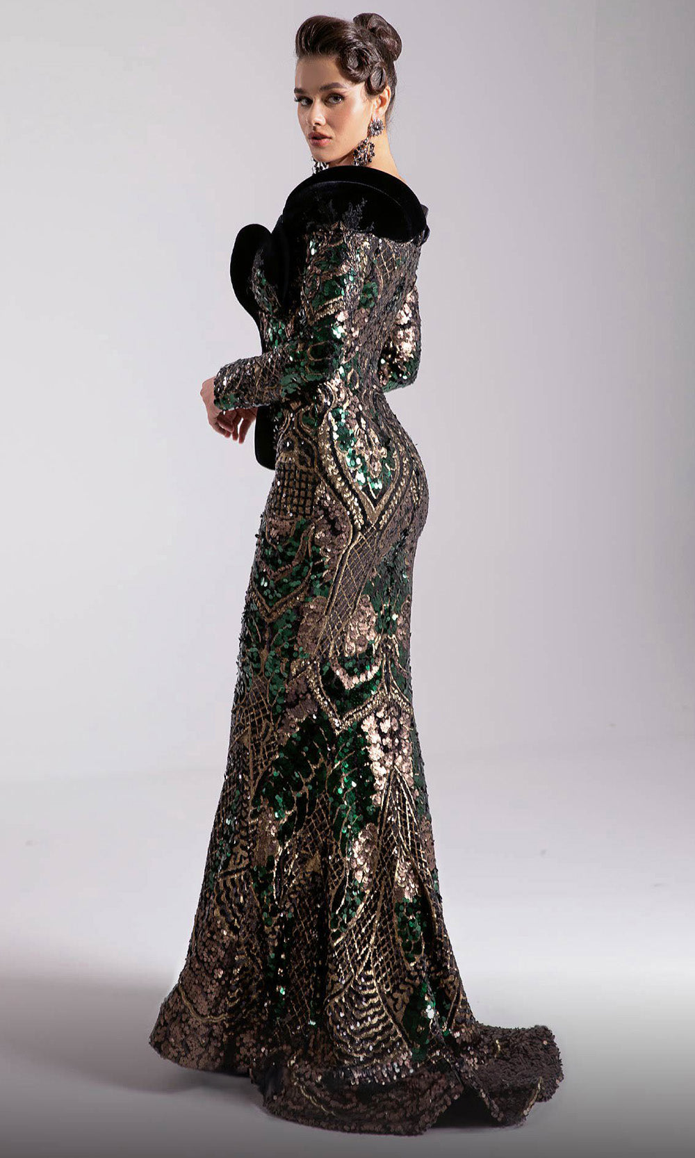 MNM Couture F02896 - Off Shoulder Long Sleeve Gown Evening Dresses