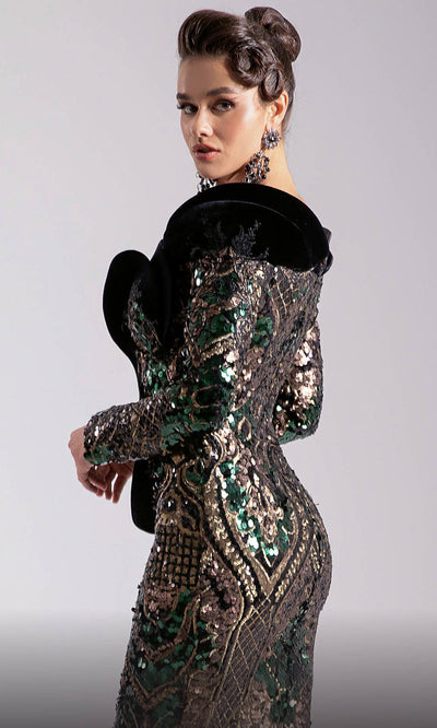 MNM Couture F02896 - Off Shoulder Long Sleeve Gown Evening Dresses