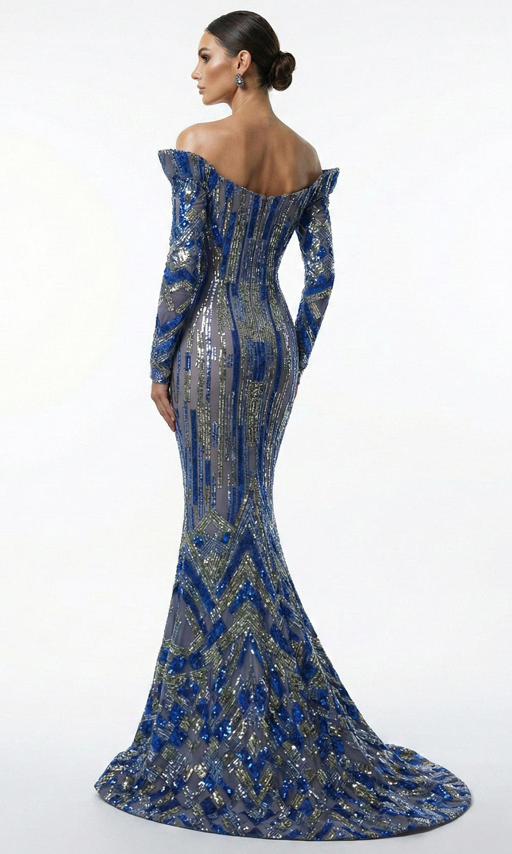 MNM COUTURE F02900A - Sweetheart Mermaid Dress with Sequin Details Prom Dresses in Royal Blue