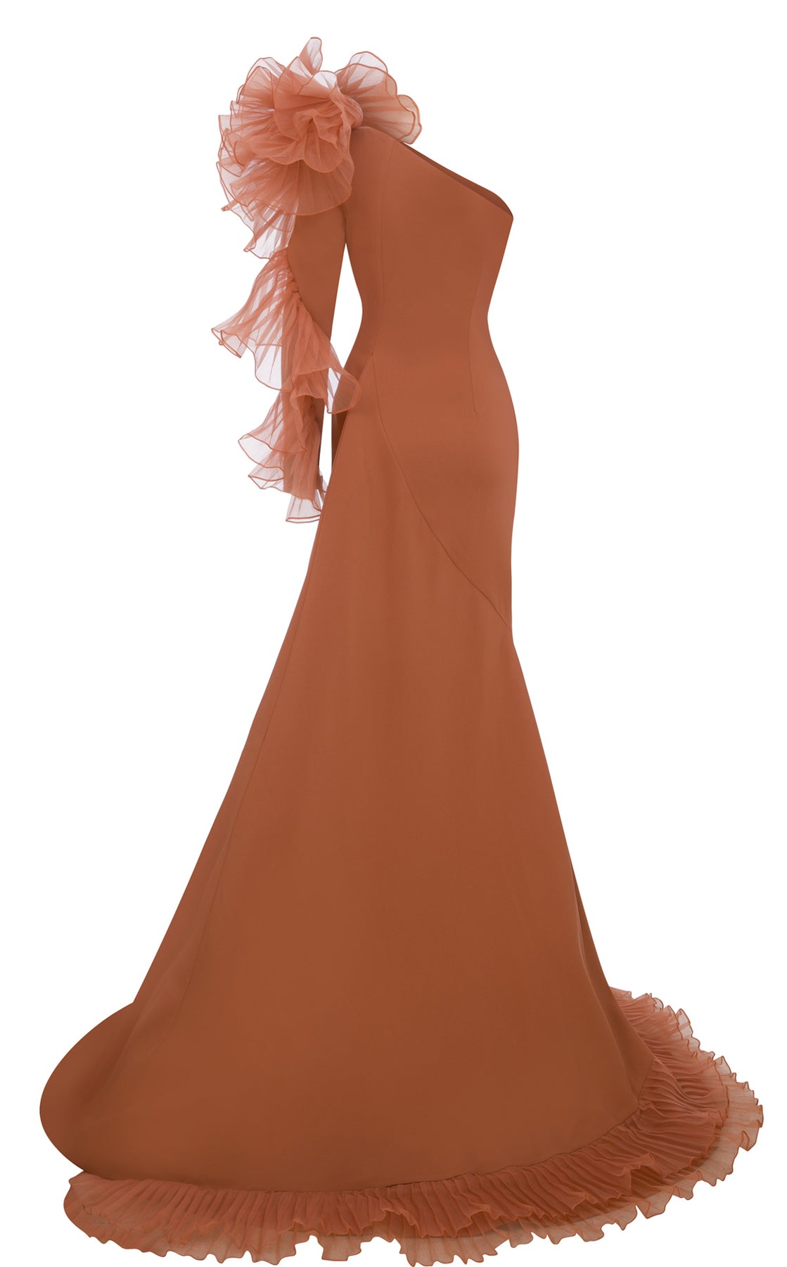 MNM Couture F02906 - Ruffled Detail Asymmetric Gown
