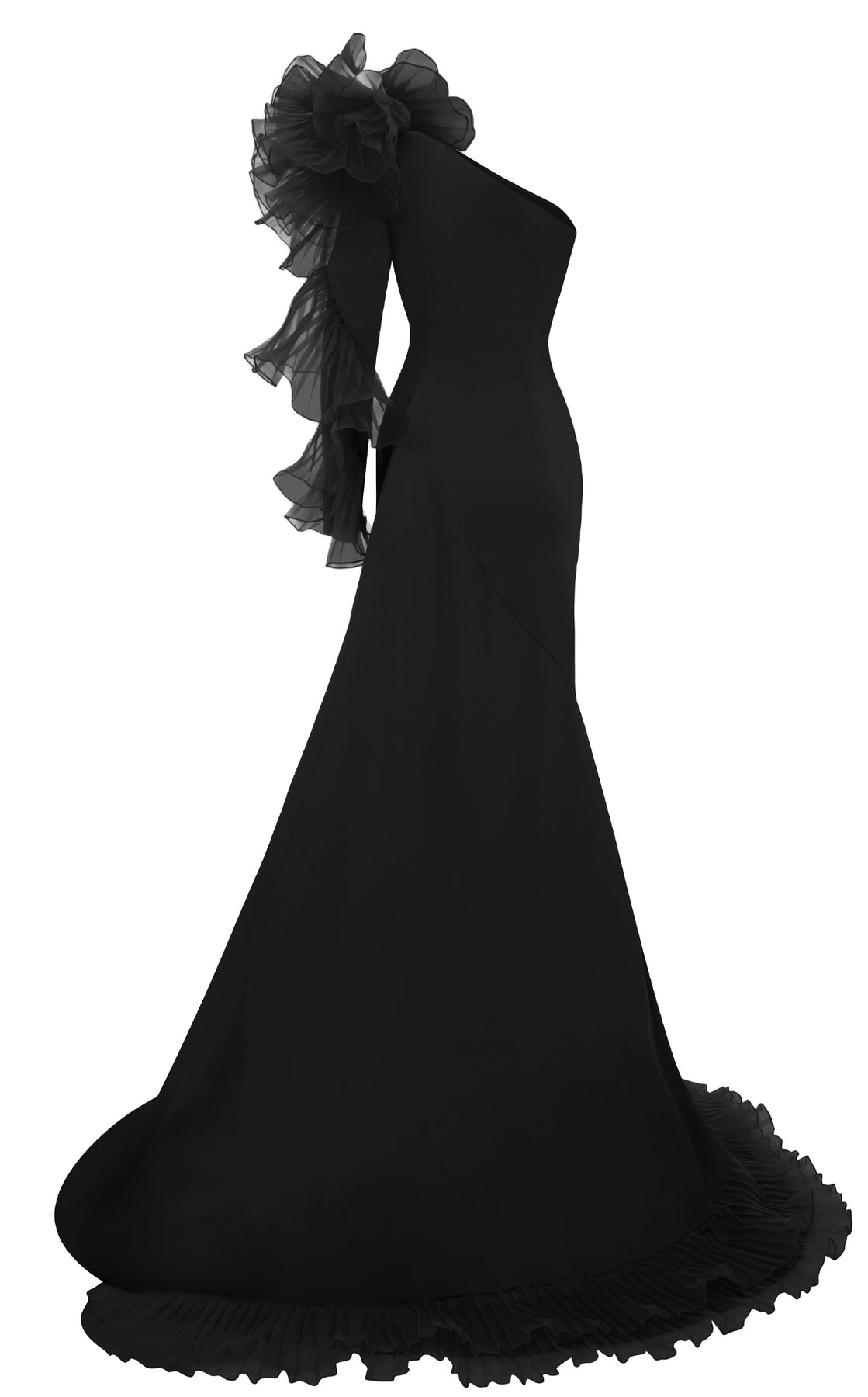 MNM Couture F02906 - Ruffled Detail Asymmetric Gown