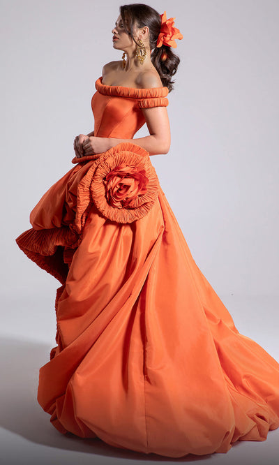 MNM Couture F02913 - Off Shoulder Corset Draped Gown Ball Gowns