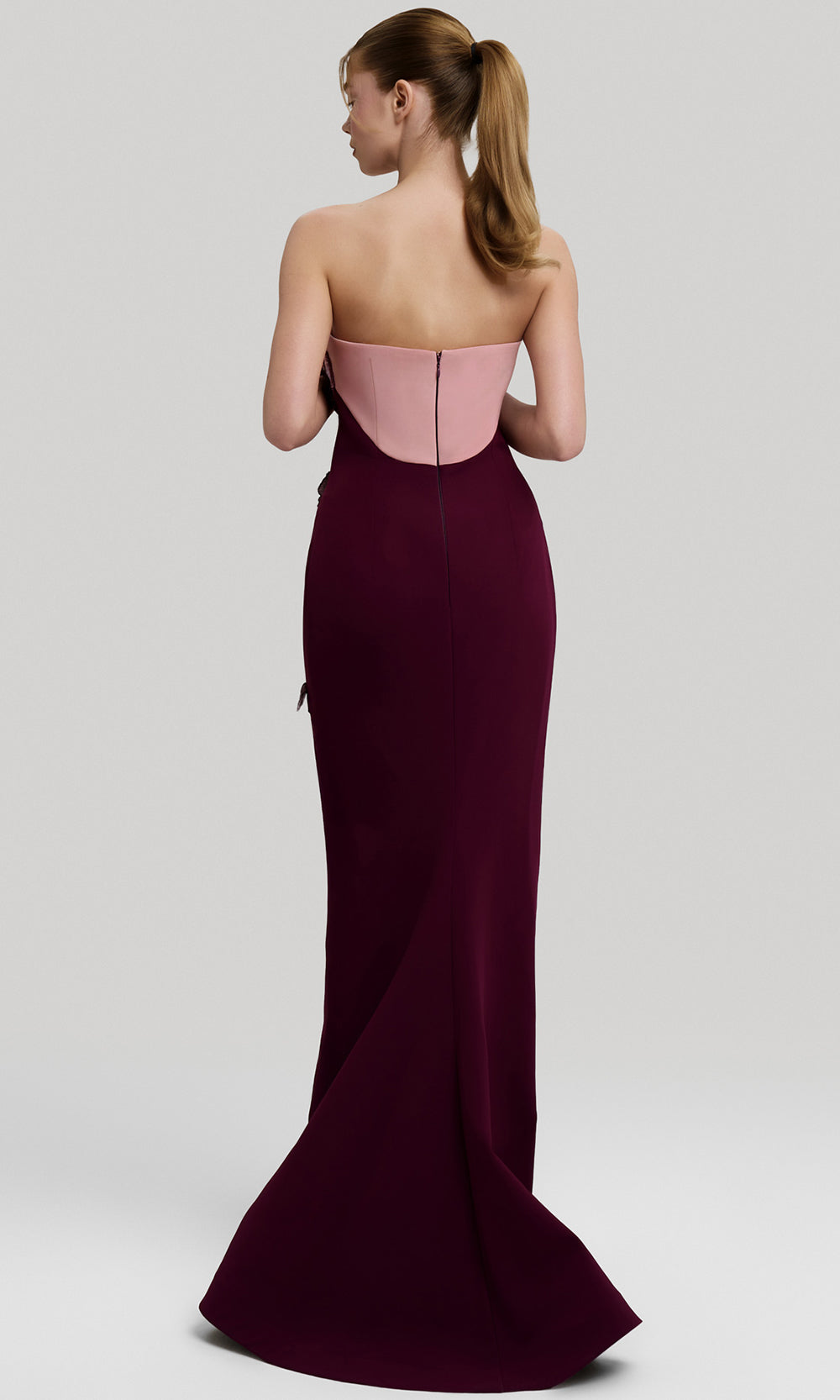 MNM Couture F02917 - Two-Tone Strapless Gown with 3D Appliques Prom Dresses