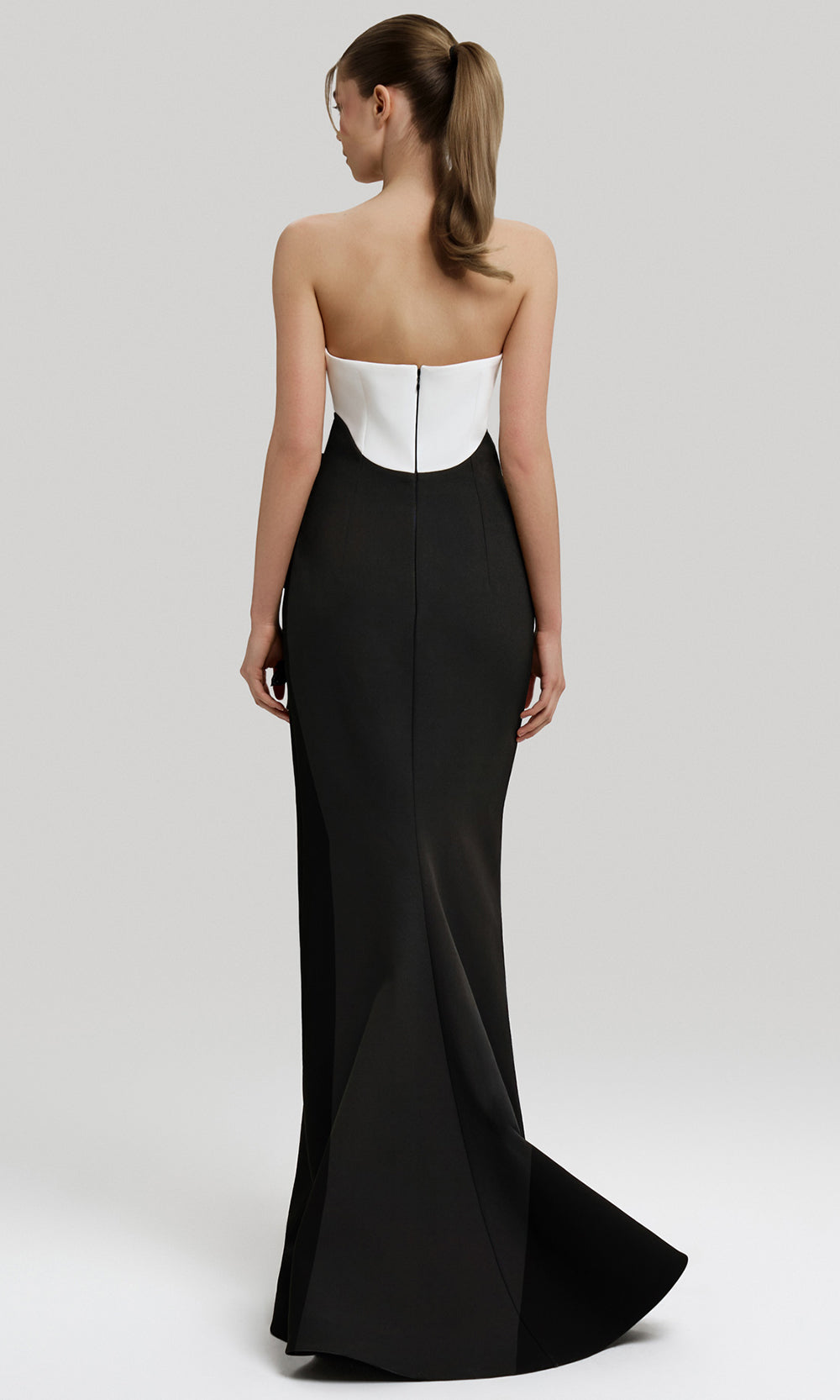 MNM Couture F02917 - Two-Tone Strapless Gown with 3D Appliques Prom Dresses