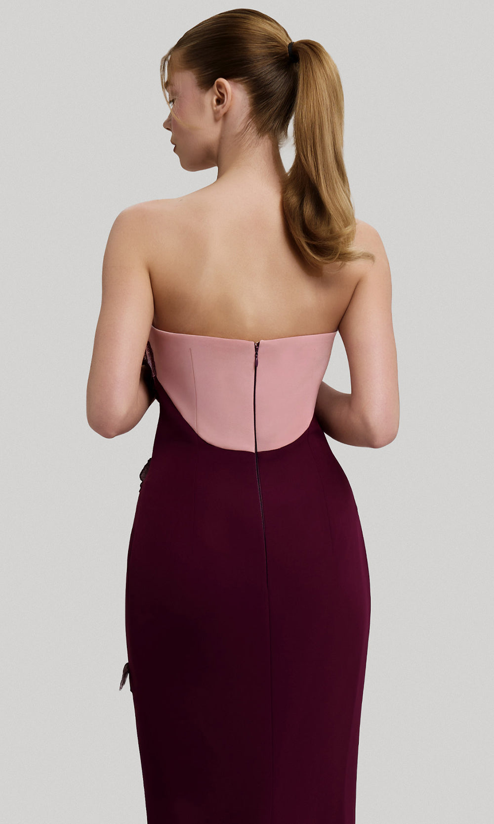 MNM Couture F02917 - Two-Tone Strapless Gown with 3D Appliques Prom Dresses