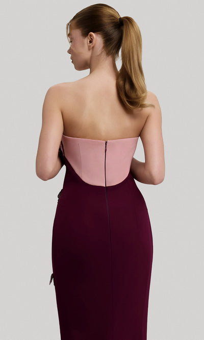 MNM Couture F02917 - Two-Tone Strapless Gown with 3D Appliques Prom Dresses