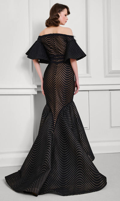 MNM Couture F02925 - Mermaid Evening Gown with Dramatic Sleeves Formal Gowns
