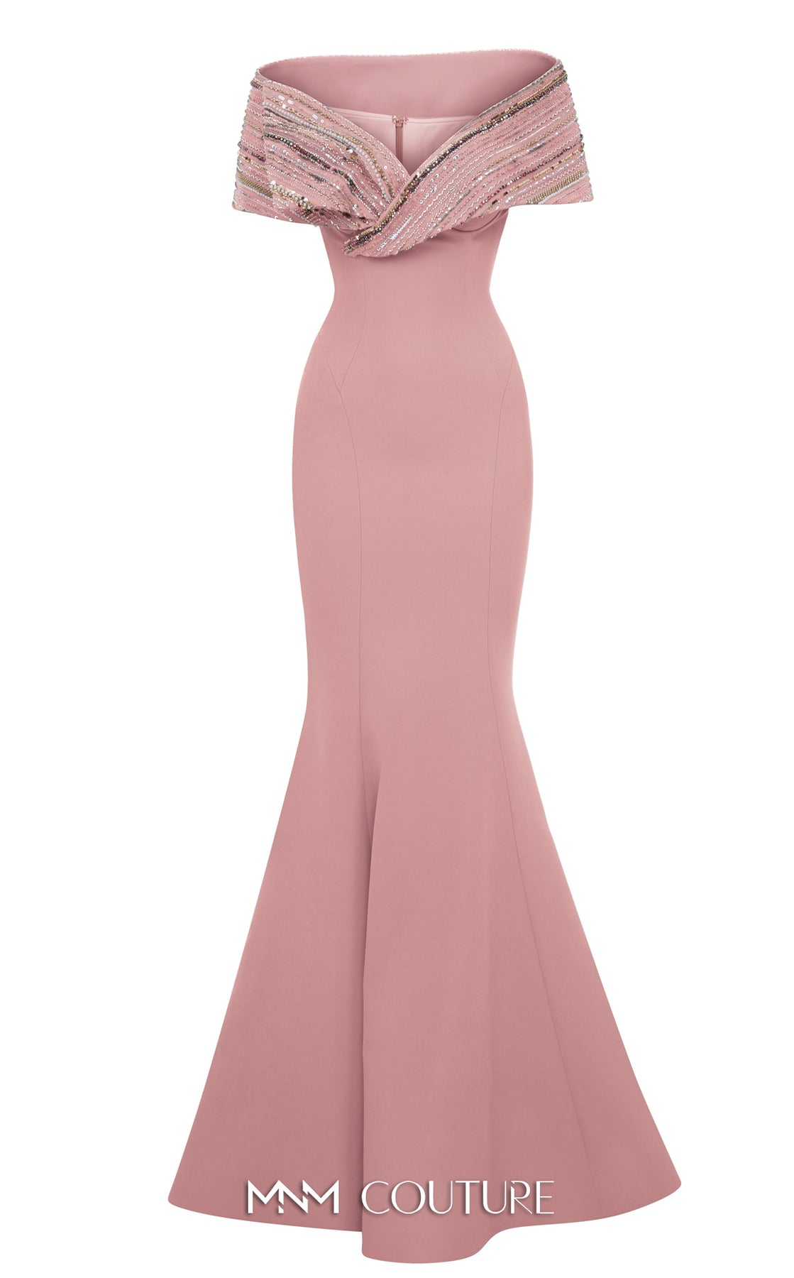 MNM COUTURE F02935 - Off Shoulder Sculpted Seam Long Gown