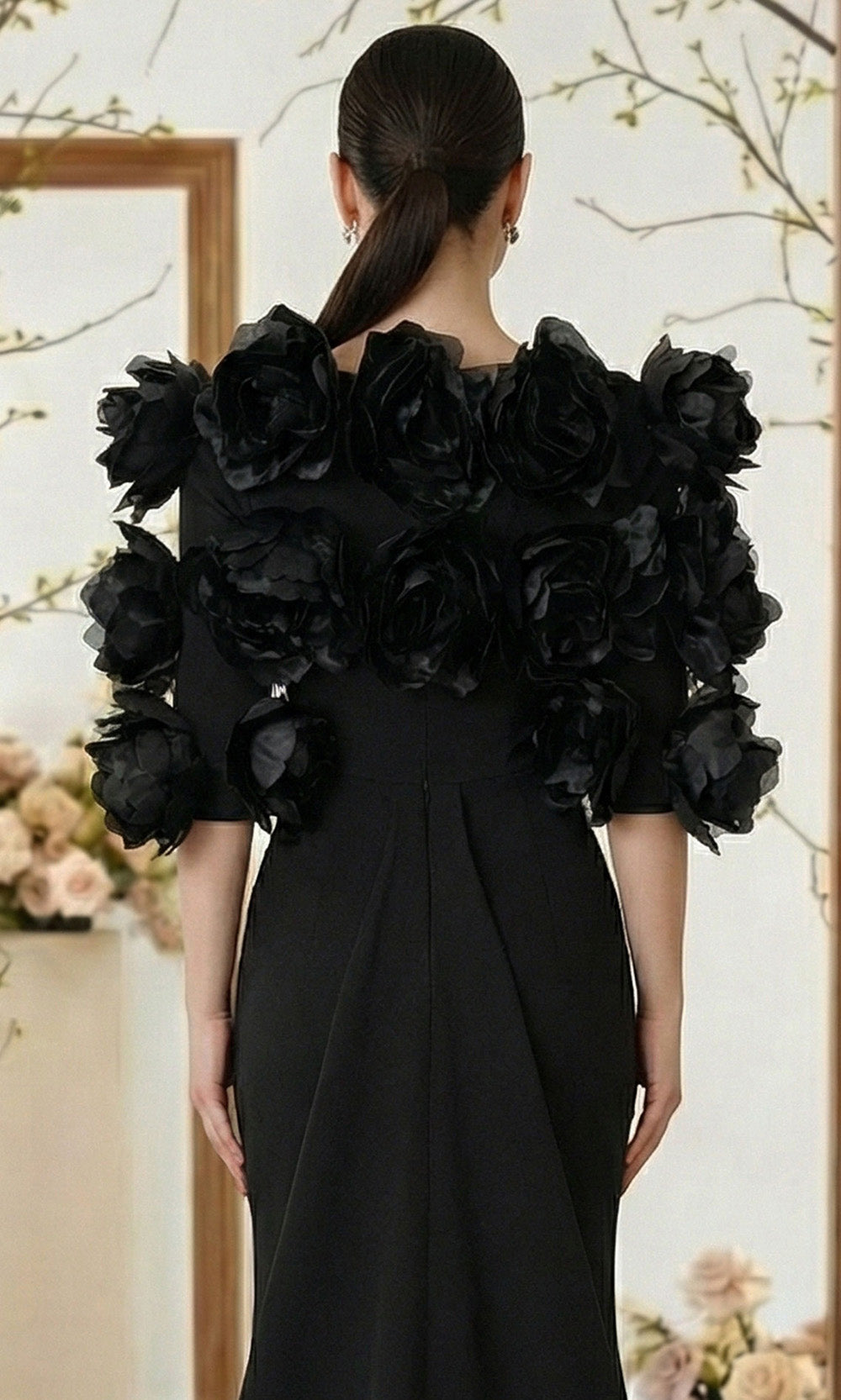 MNM COUTURE F02944 - Strapless Rose Jacket Evening Dress Prom Dresses in Black 