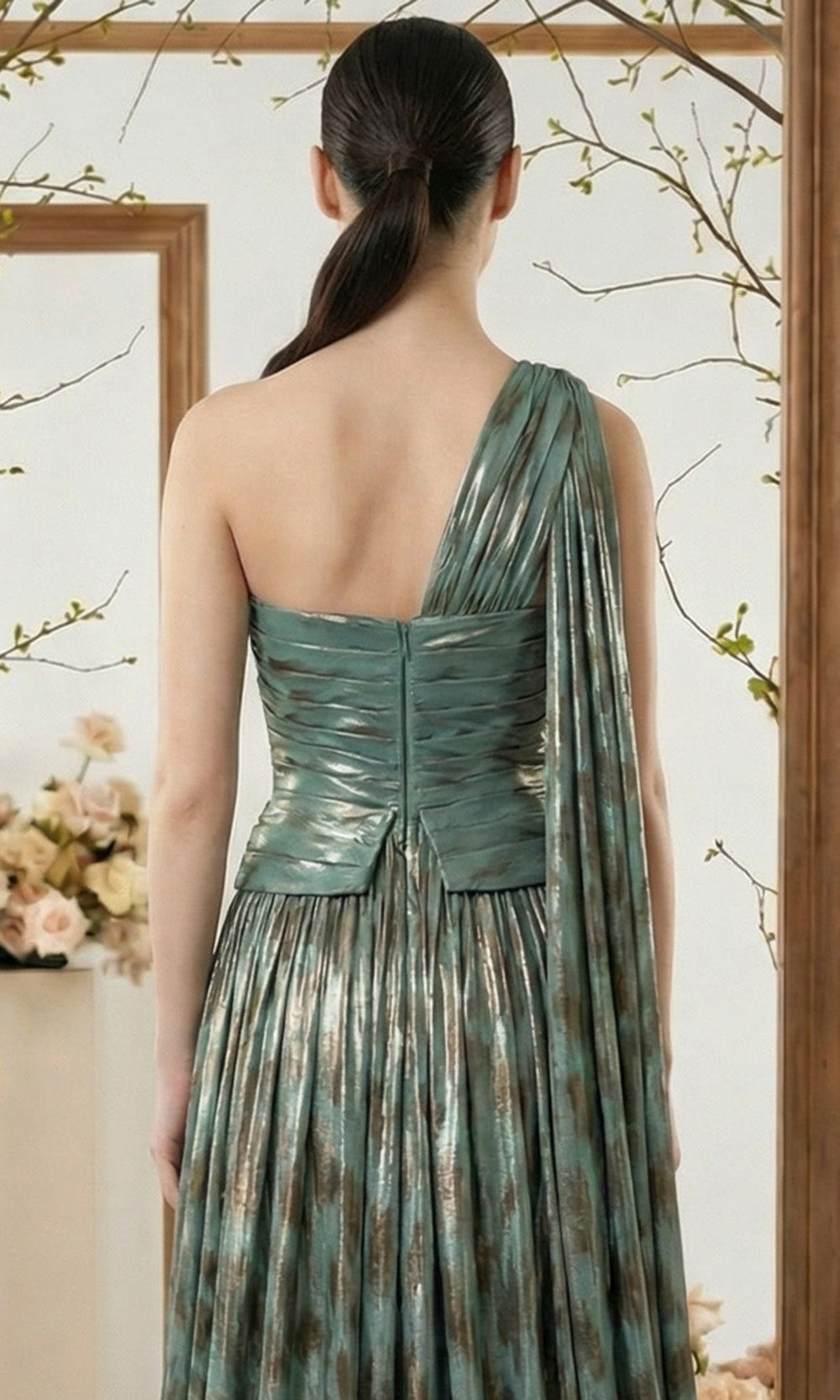 MNM COUTURE F02953A - Asymmetric A-Line Dress with Animal Print Prom Dresses in Mint 
