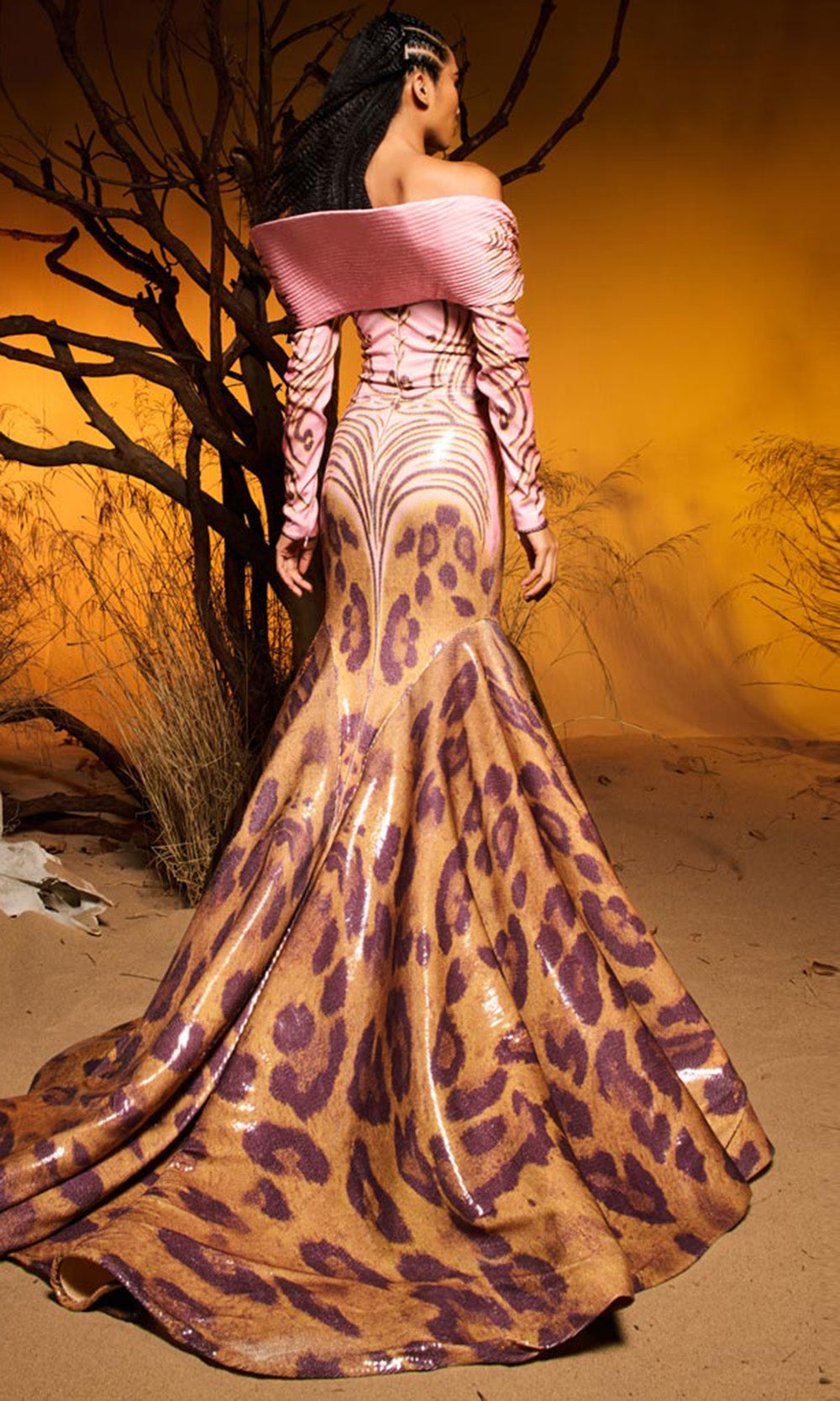 MNM COUTURE F02973 - Off Shoulder Sequin Ornate Mermaid Gown Prom Dresses in Pink 
