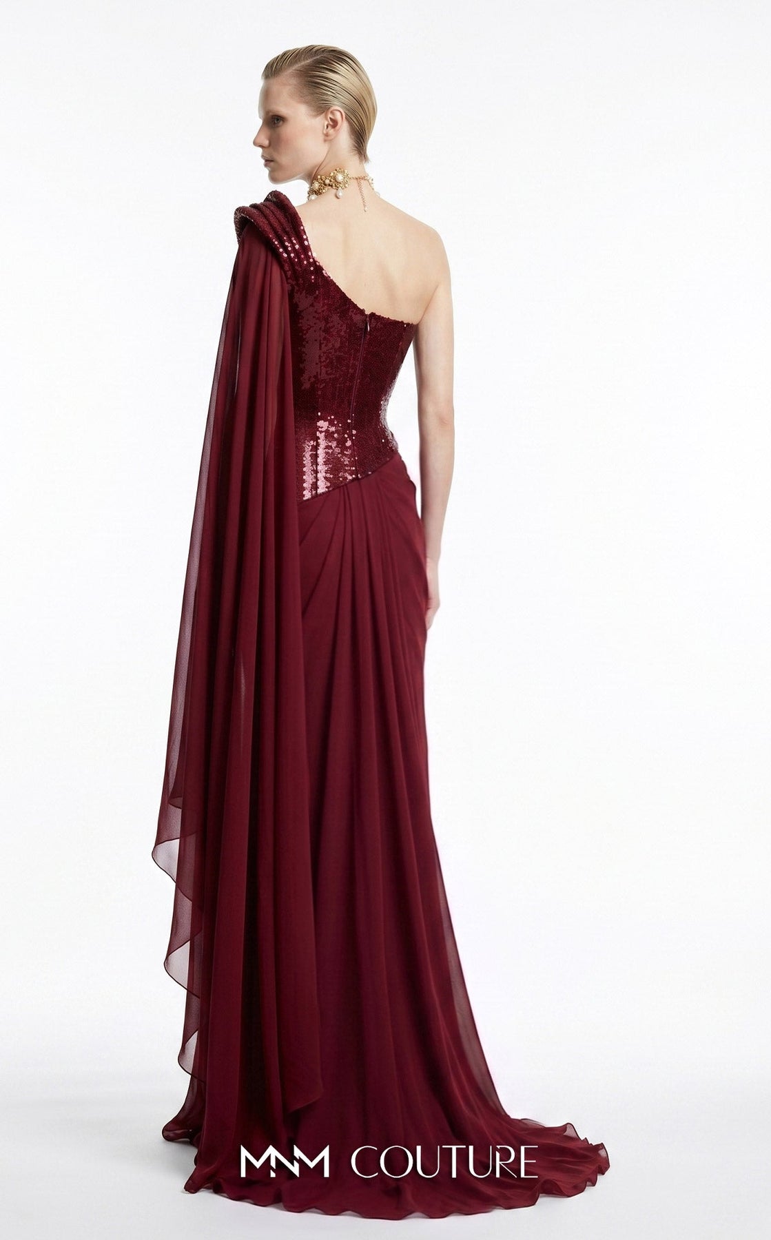 MNM COUTURE F03048 - Draped Corset Sheath Evening Gown