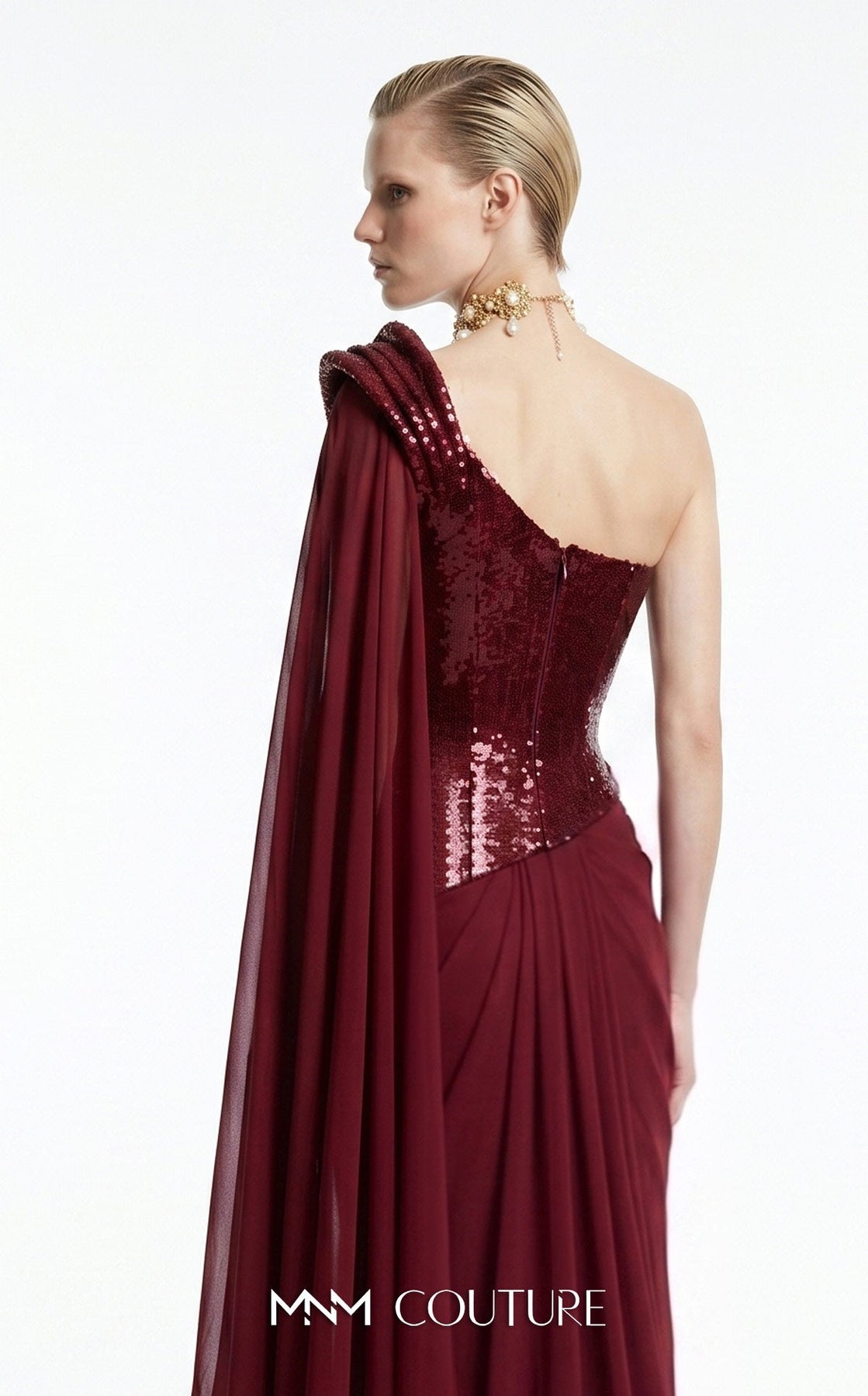 MNM COUTURE F03048 - Draped Corset Sheath Evening Gown