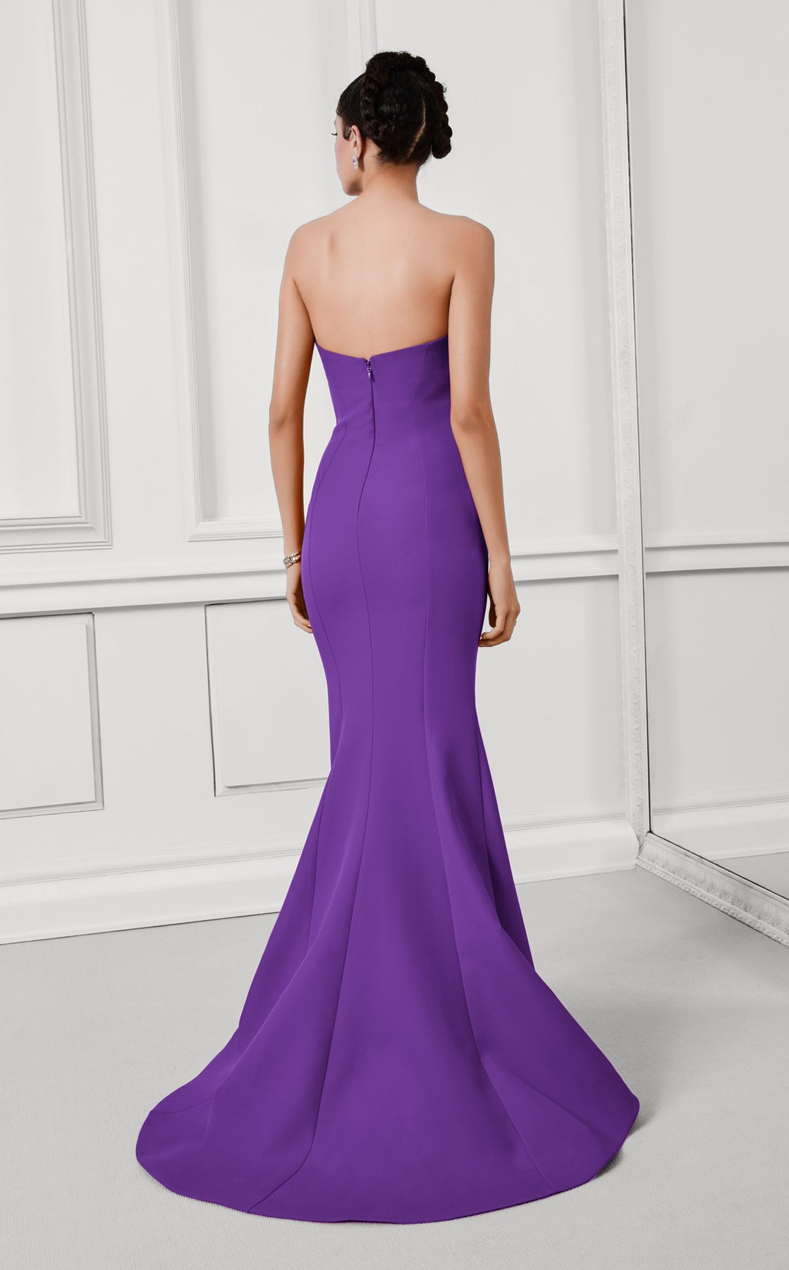 MNM Couture F03100 - Pleated Bodice Strapless Asymmetric Gown