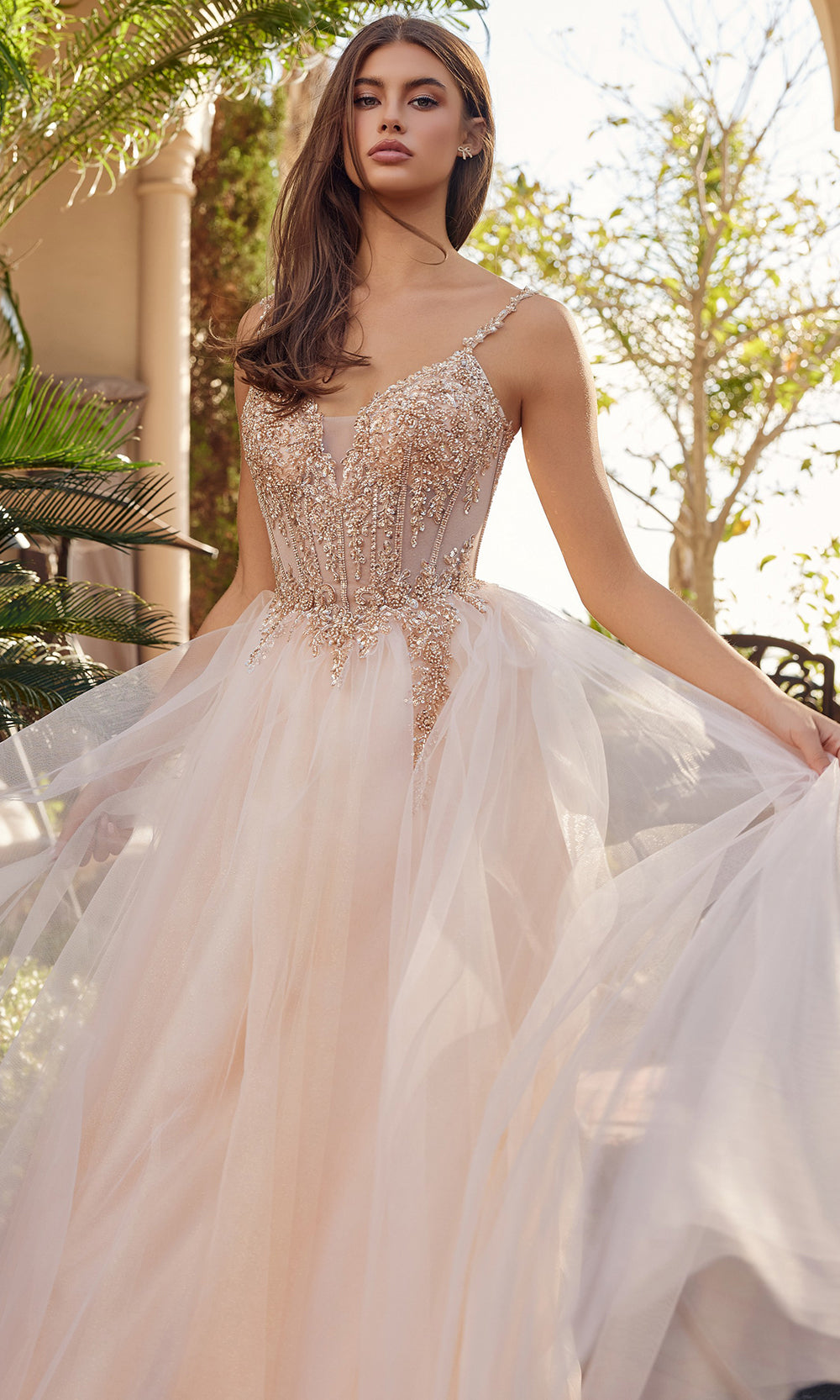 Nox Anabel F1726 - Spaghetti Strap Gown with Lace-Up Back Prom Dresses