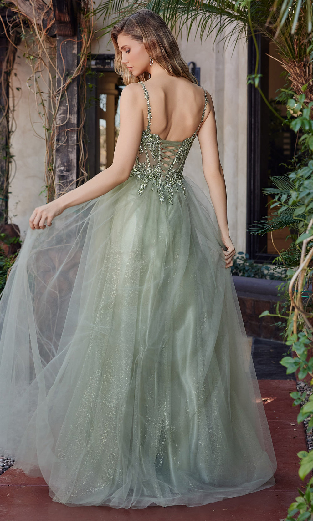 Nox Anabel F1726 - Spaghetti Strap Gown with Lace-Up Back Prom Dresses