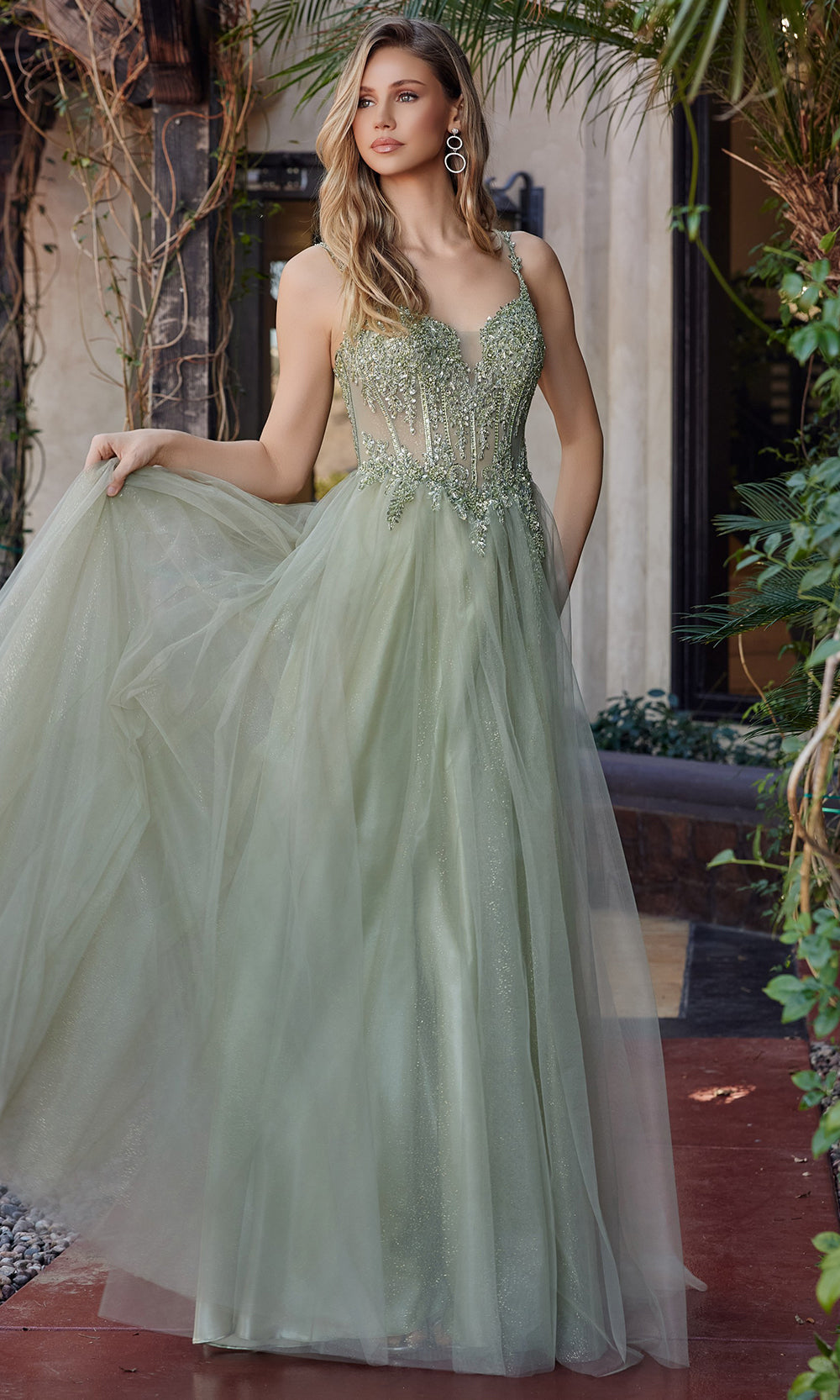 Nox Anabel F1726 - Spaghetti Strap Gown with Lace-Up Back Prom Dresses