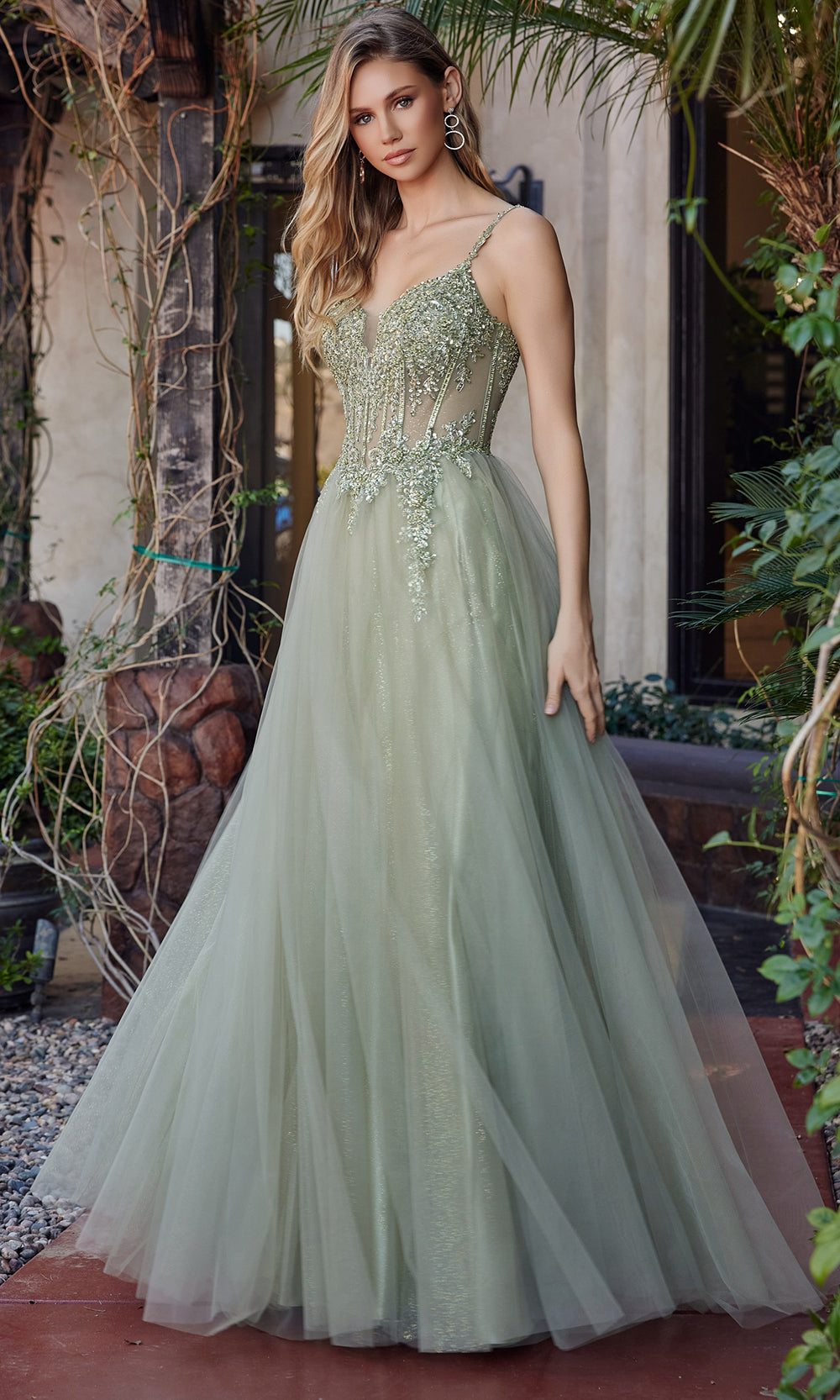 Nox Anabel F1726 - Spaghetti Strap Gown with Lace-Up Back Prom Dresses