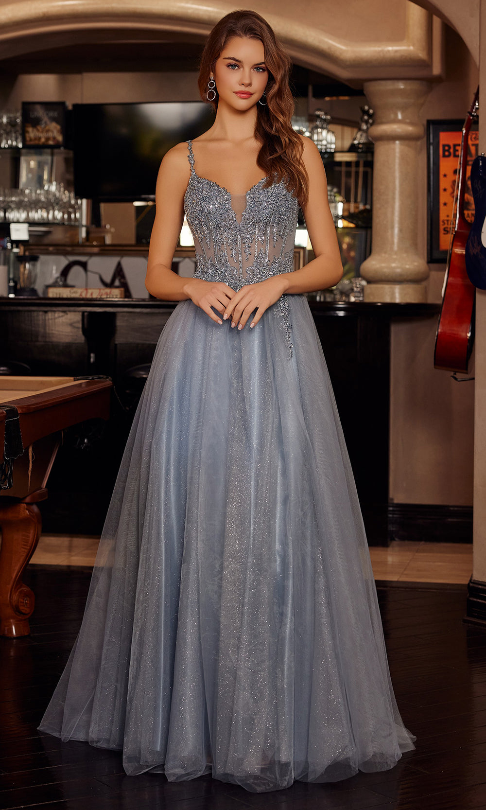 Nox Anabel F1726 - Spaghetti Strap Gown with Lace-Up Back Prom Dresses