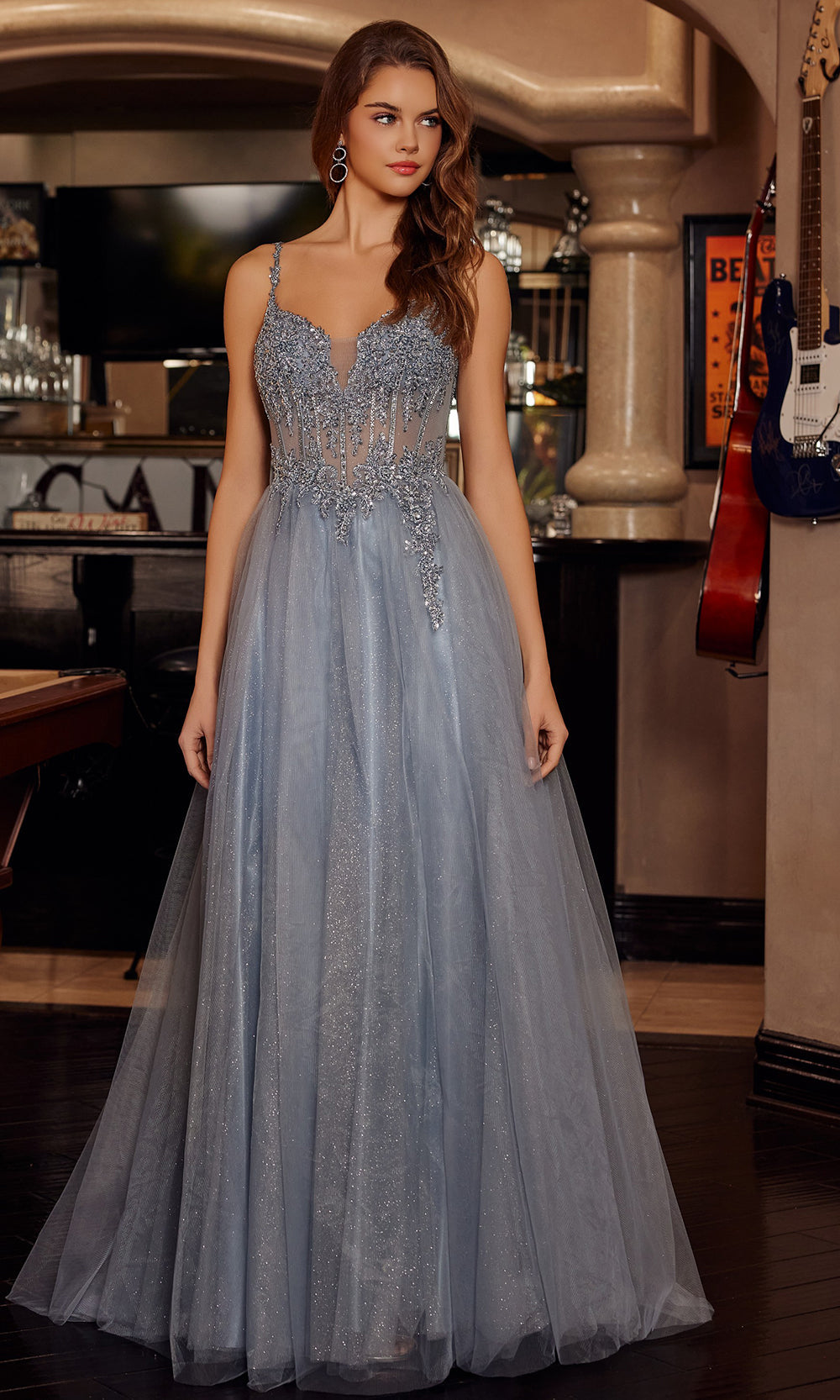 Nox Anabel F1726 - Spaghetti Strap Gown with Lace-Up Back Prom Dresses