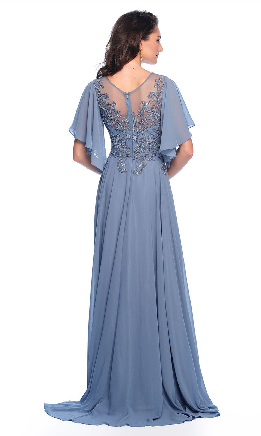 Dave & Johnny 11676W - Flutter Sleeve Embellished A-Line Dress Mother of the Bride Dresses
