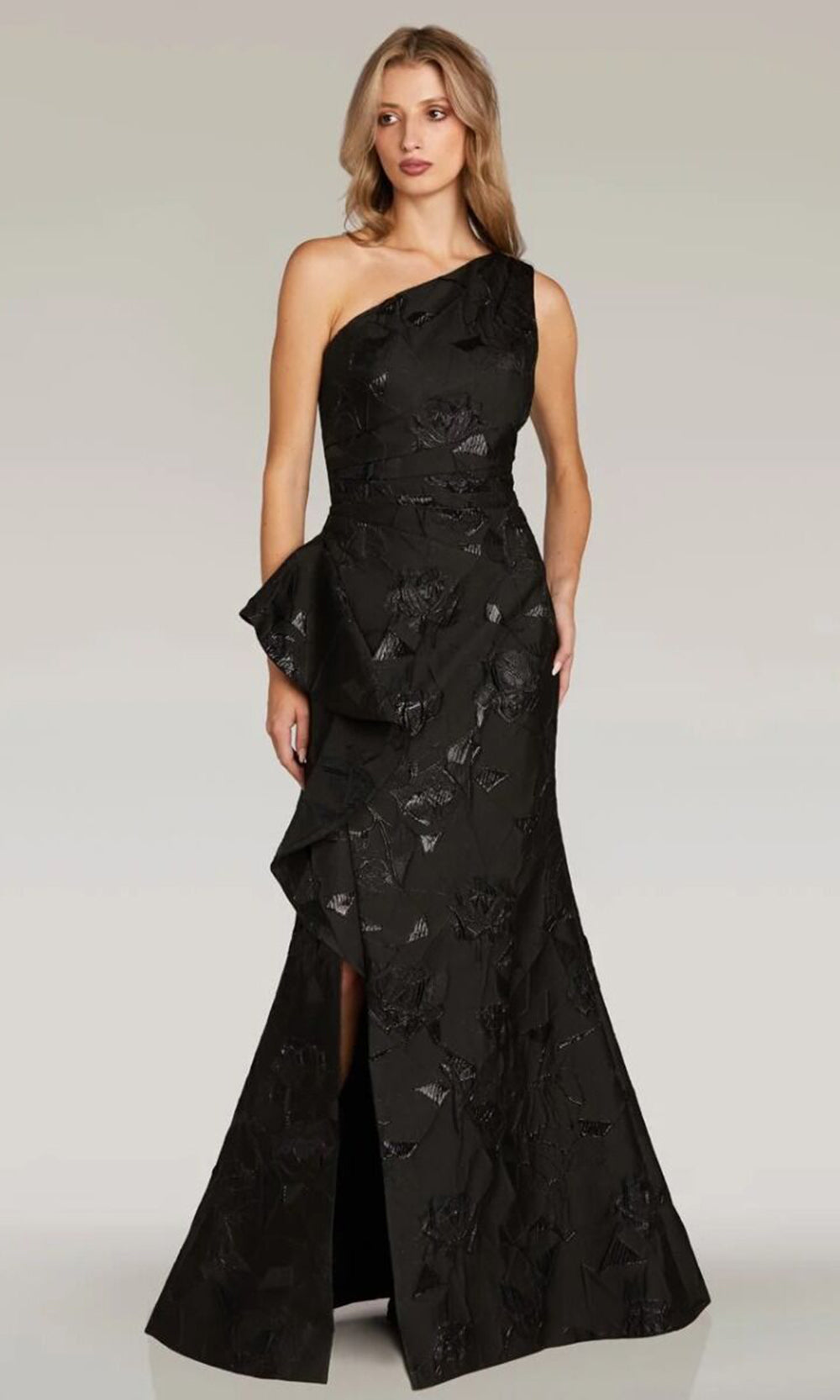 Feriani Couture 18348B - Asymmetric Ruffle Evening Gown