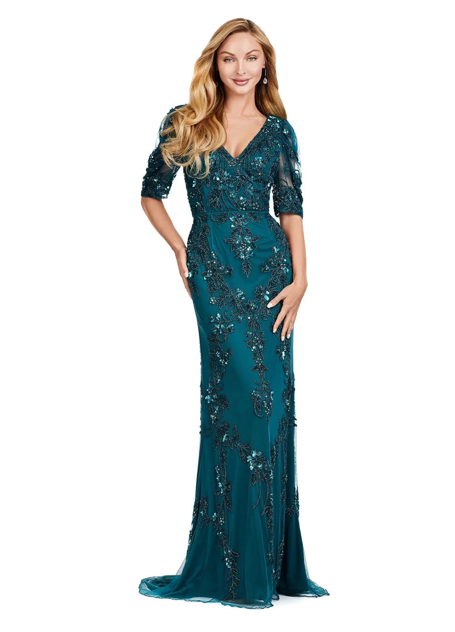 Ashley Lauren 11234 - Puffed Sleeve Gown