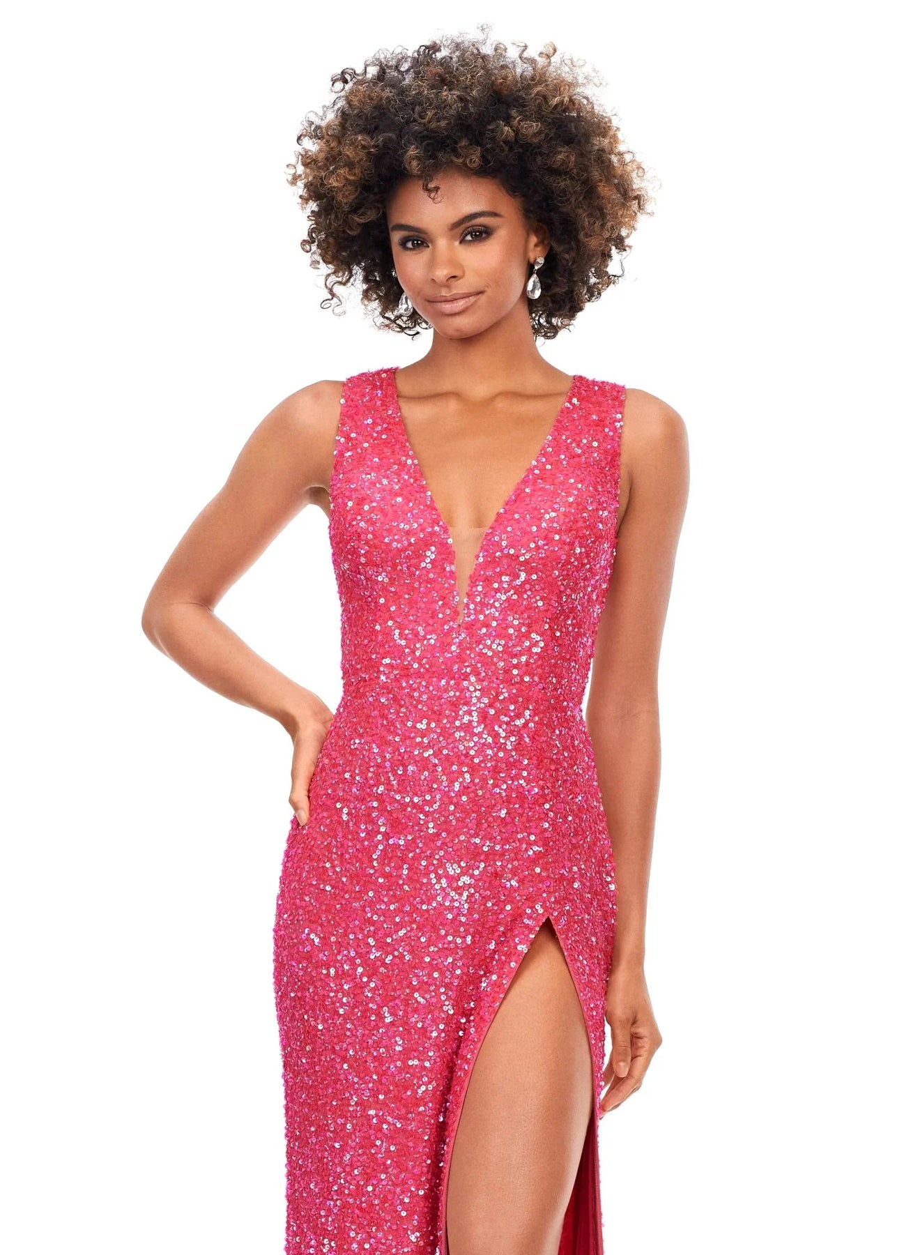 Ashley Lauren 11373 - V-Neck Dress