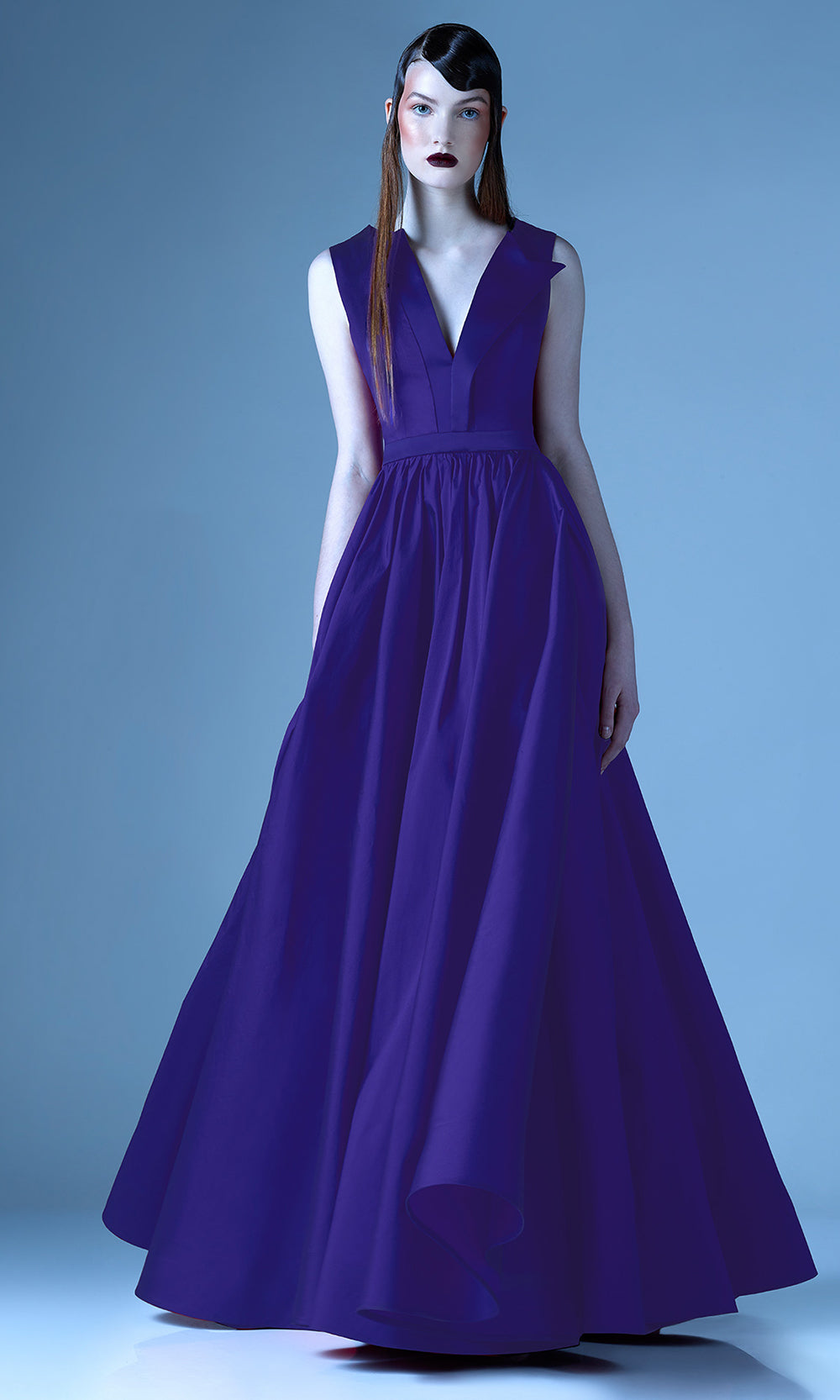 MNM COUTURE G0933 - Sleeveless Gathered A-Line Dress Evening Dresses in Navy Blue