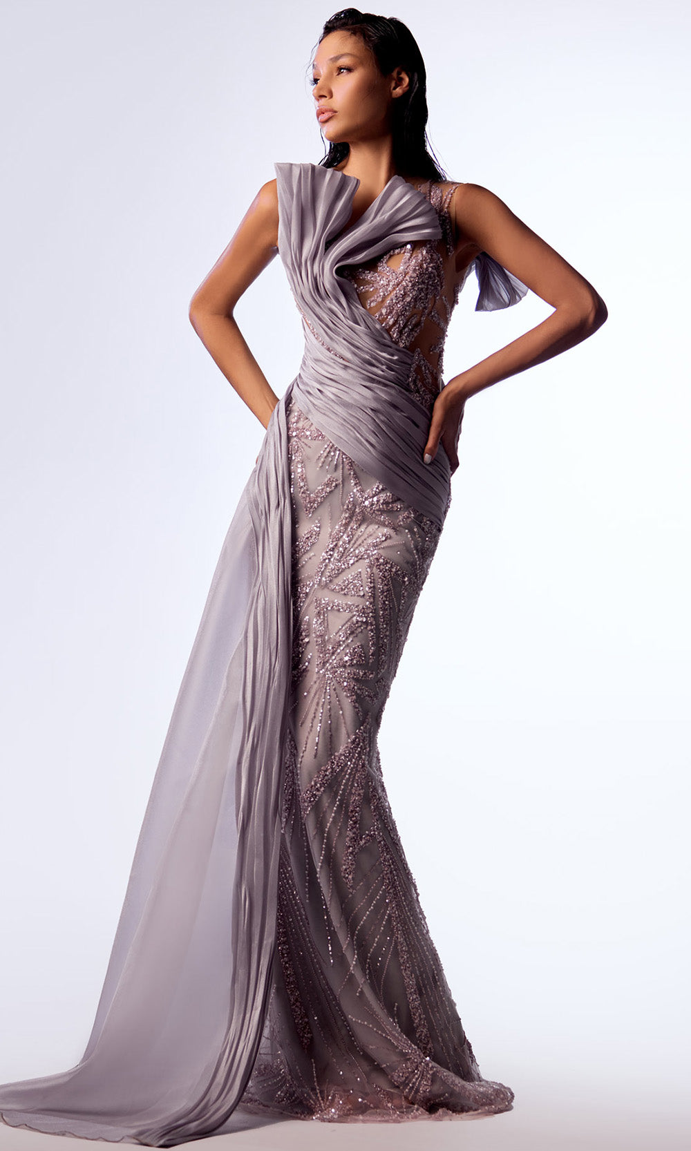 MNM Couture G1714 - Illusion Bodice Beaded Evening Gown Evening Dresses
