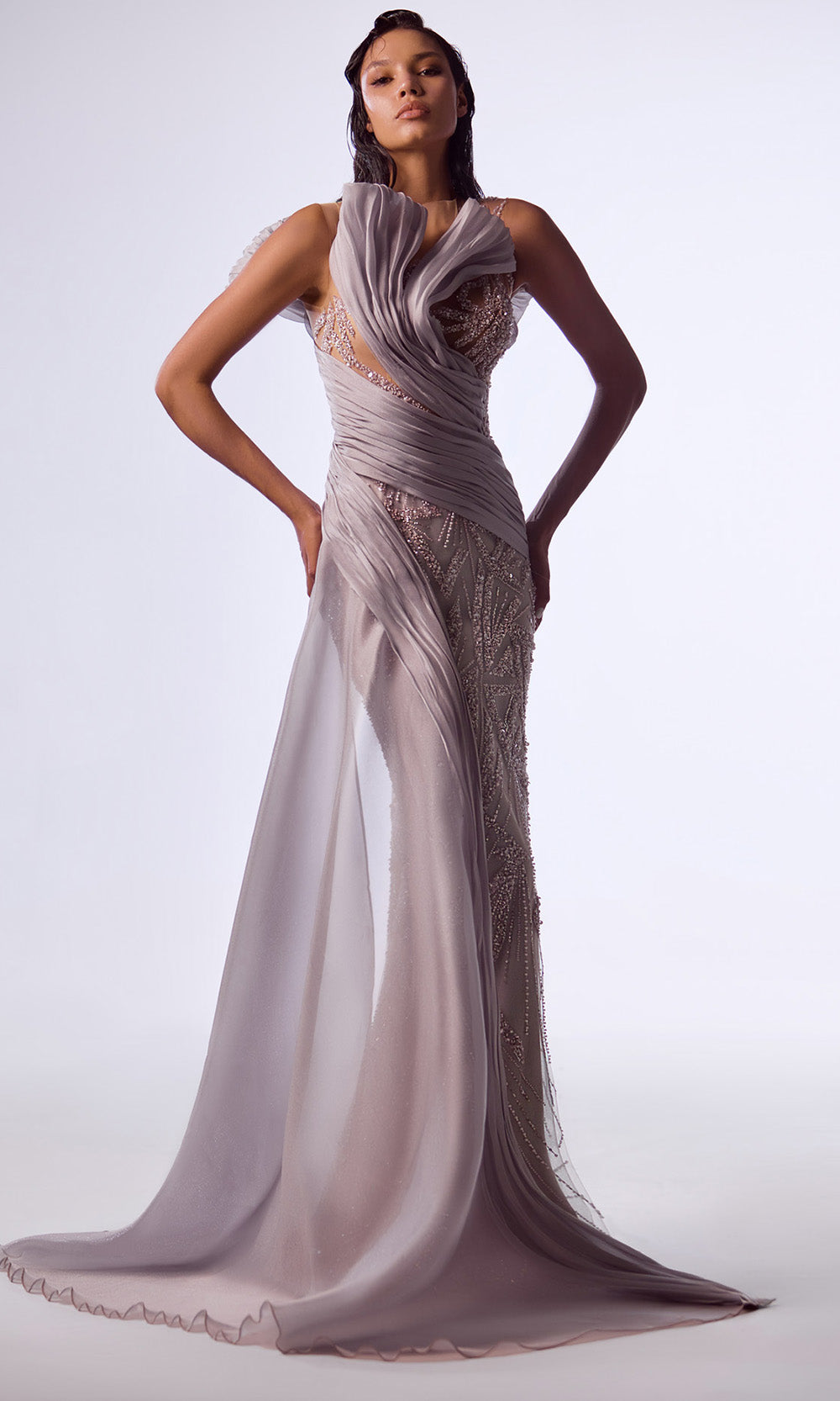 MNM Couture G1714 - Illusion Bodice Beaded Evening Gown Evening Dresses