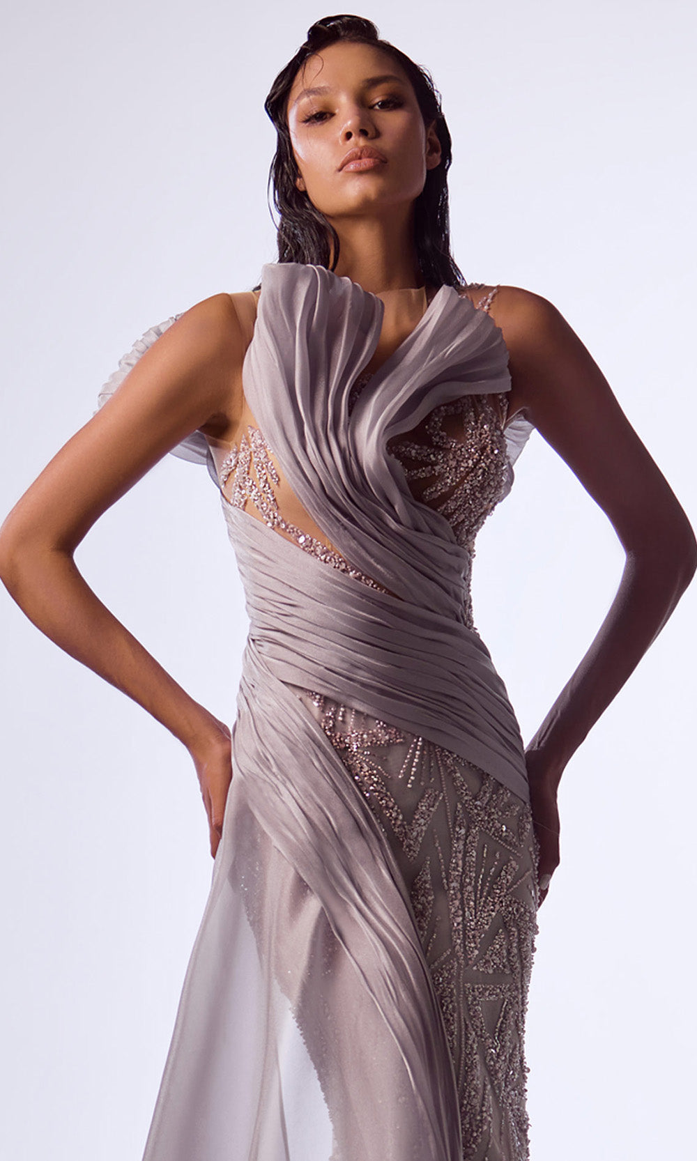 MNM Couture G1714 - Illusion Bodice Beaded Evening Gown Evening Dresses