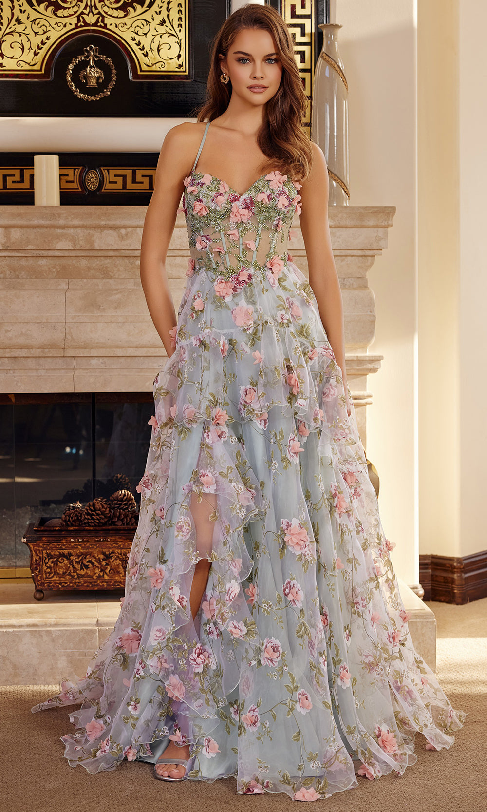 Nox Anabel G1783 - Applique Tulle Evening Dress