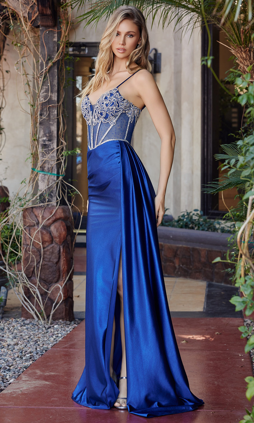 Nox Anabel G1788 - Illusion Bodice Lace-Up Evening Dress Prom Dresses