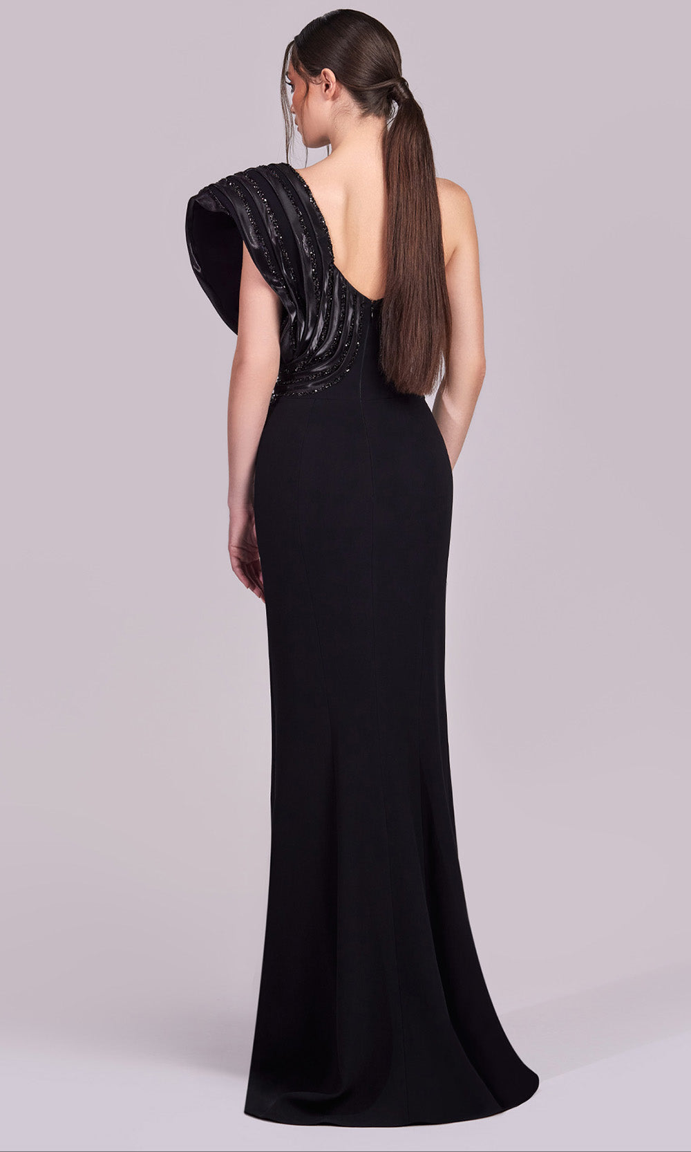 MNM Couture G1812 - Pleated Organza Asymmetric Evening Gown Evening Dresses