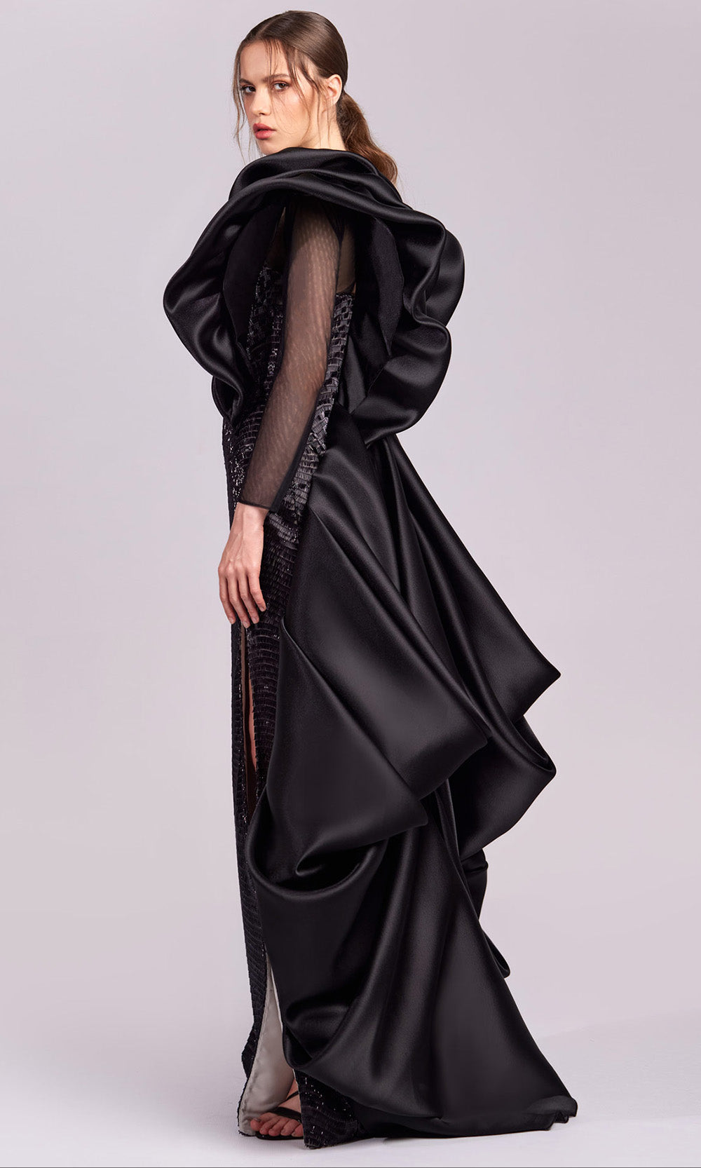 MNM Couture G1835 - Long Sleeve Evening Gown with Ruffle Evening Dresses