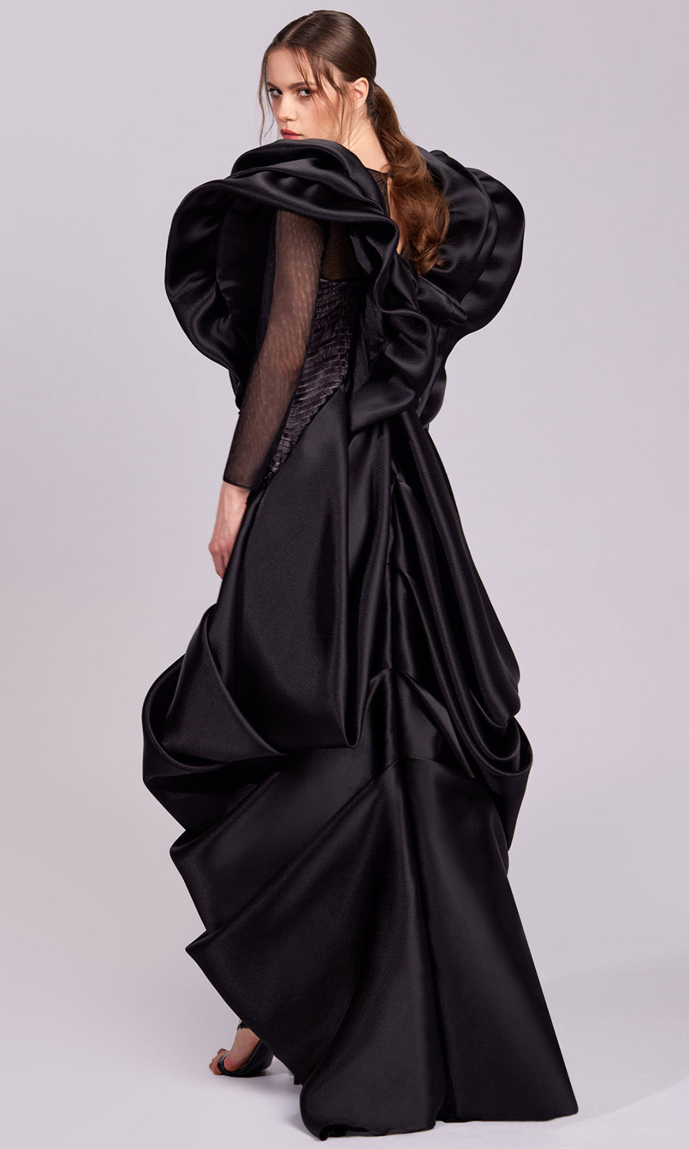 MNM Couture G1835 - Long Sleeve Evening Gown with Ruffle Evening Dresses