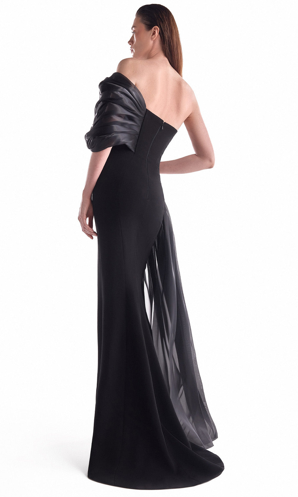 MNM COUTURE G2111 - Rippled Bodice Off Shoulder Long Dress Prom Dresses in Black 