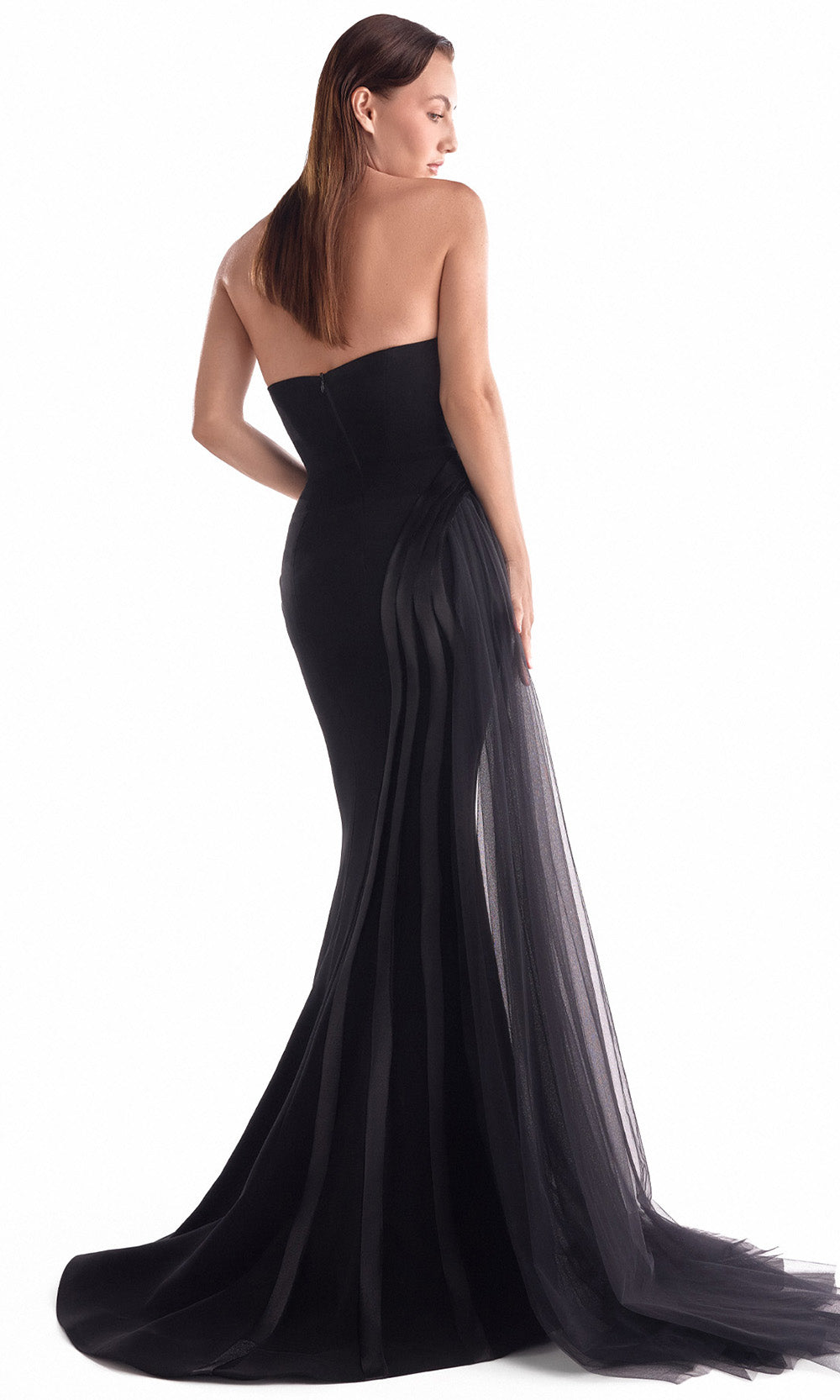 MNM COUTURE G2116 - Illusion Bodice Corded Sheath Gown Special Occasion Dress in Black 