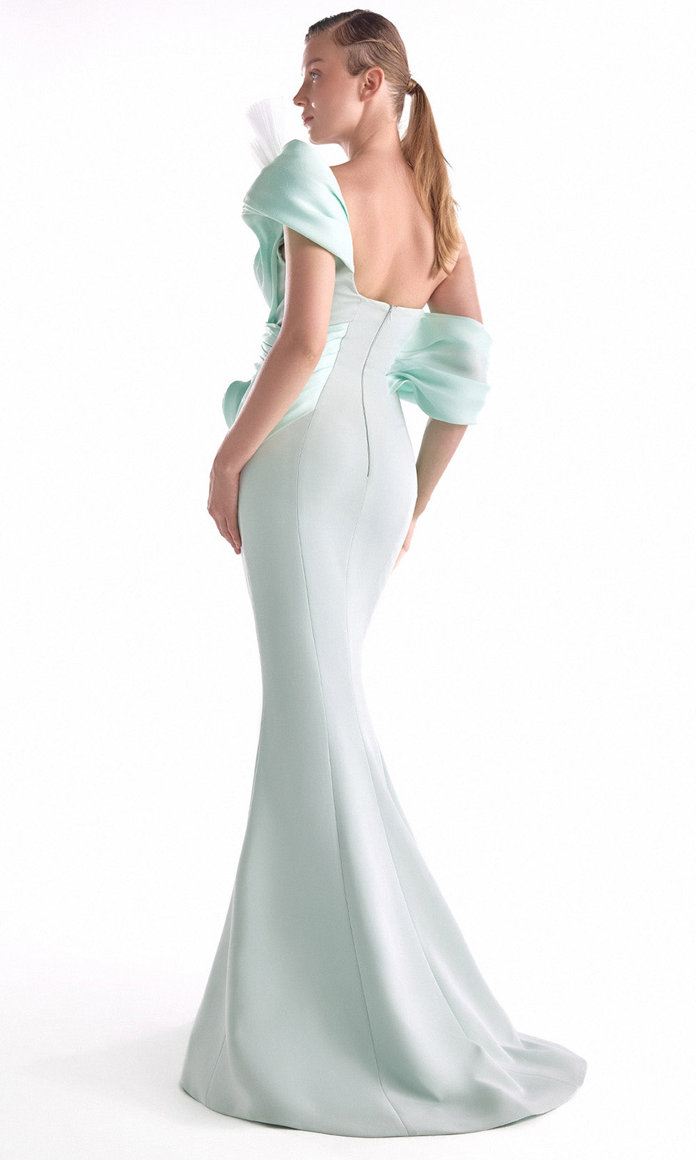 MNM COUTURE G2136 - Pleated Bodice Mermaid Long Dress Pageant Dresses in Mint 