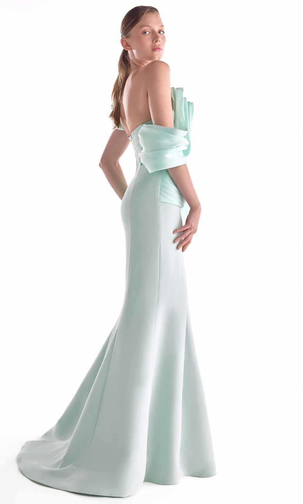 MNM COUTURE G2136 - Pleated Bodice Mermaid Long Dress Pageant Dresses in Mint 
