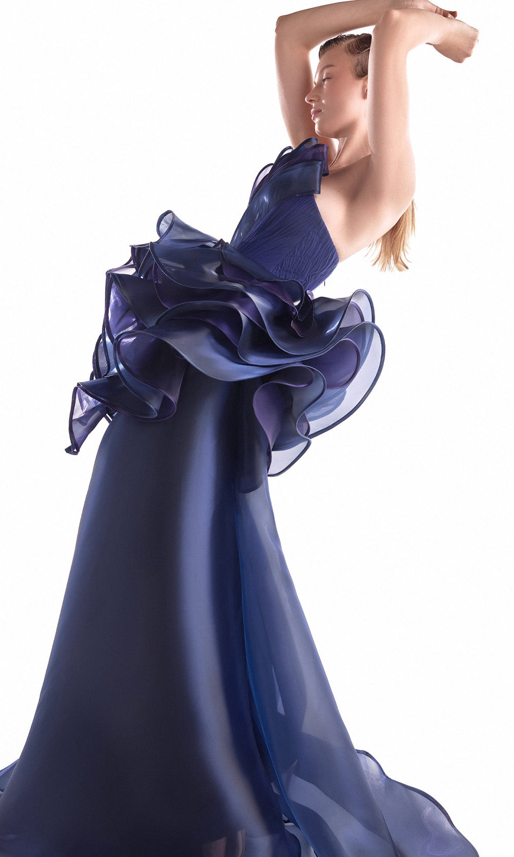 MNM COUTURE G2146 - Pleated Ruffle Straight Neckline Dress Prom Dresses