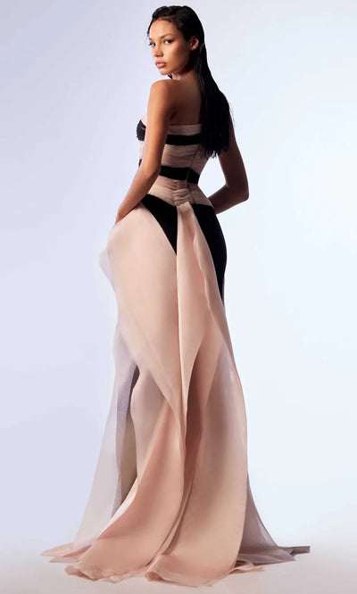 MNM Couture G1734 - Gradient Bodice Straight Neckline Gown Prom Dresses