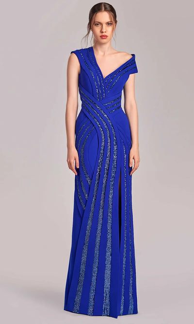 MNM Couture G1833 - Deep V-Neckline Embellished Gown Formal Gowns