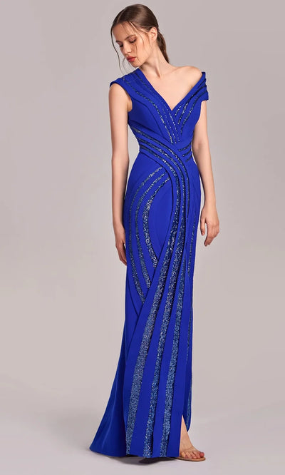 MNM Couture G1833 - Deep V-Neckline Embellished Gown Formal Gowns