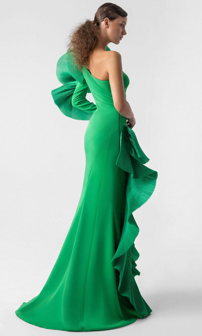MNM Couture G1918 - Bold Ruffled Sleeve Asymmetric Gown Evening Dresses
