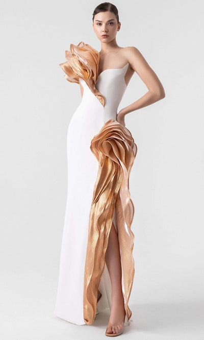 MNM Couture G1925 - One Shoulder Ruffled Evening Gown Evening Dresses