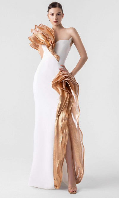 MNM Couture G1925 - One Shoulder Ruffled Evening Gown Evening Dresses
